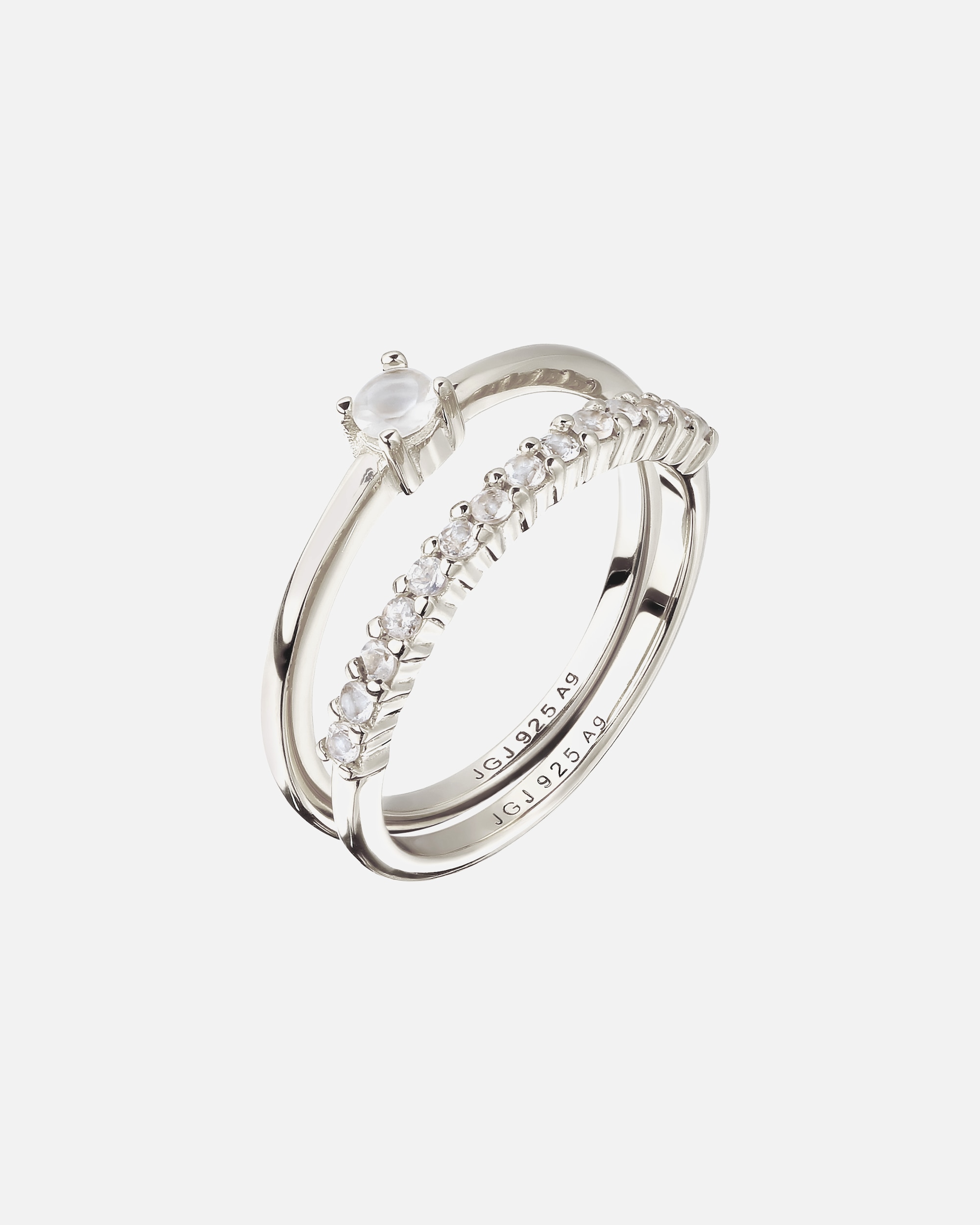 Ring für Weiblich Elli PREMIUM Set Mondstein Regenbogen 925 Sterling Silber 56