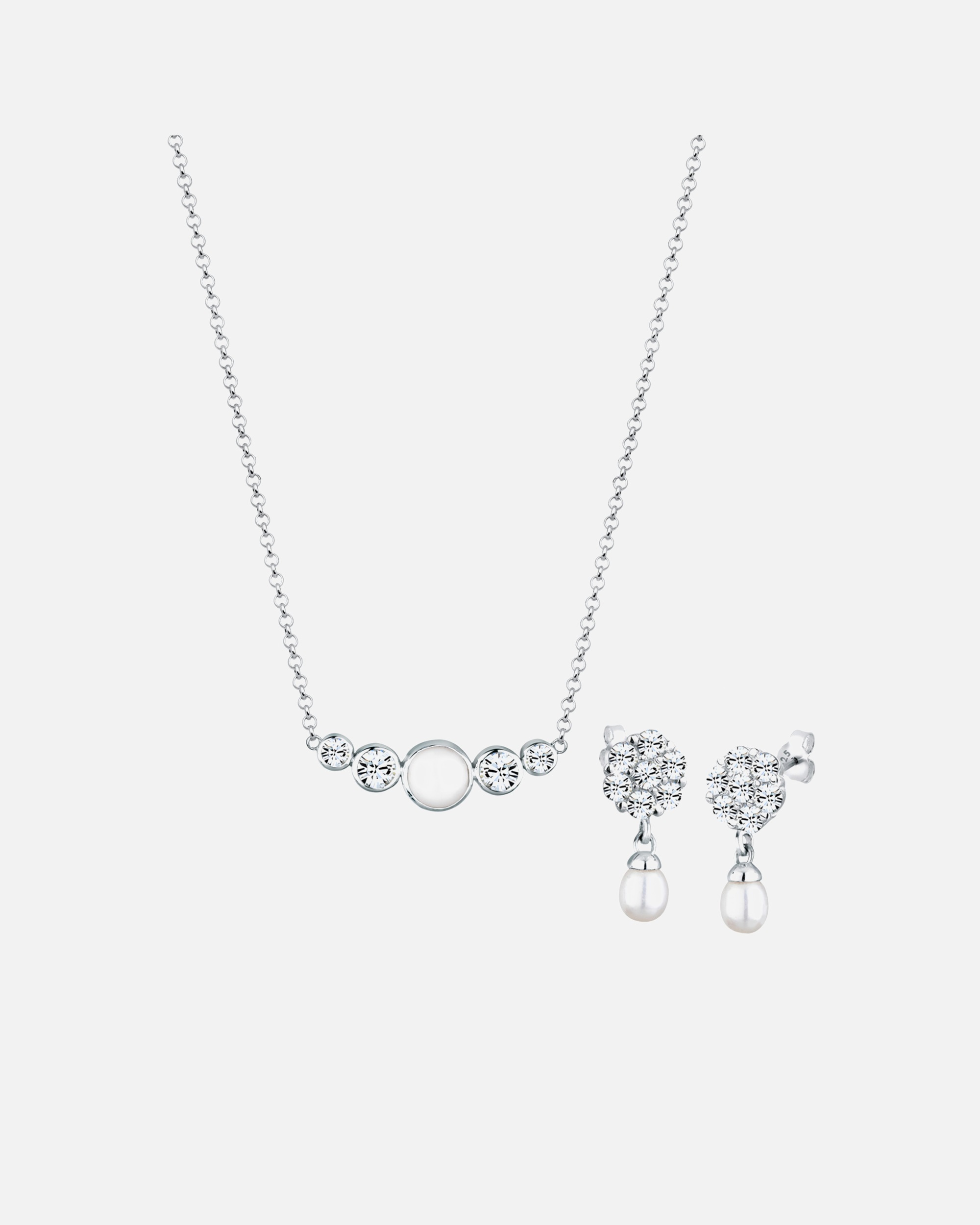 Schmuckset für Weiblich Elli PREMIUM Perle Kristalle 925 Silber 1 Stück