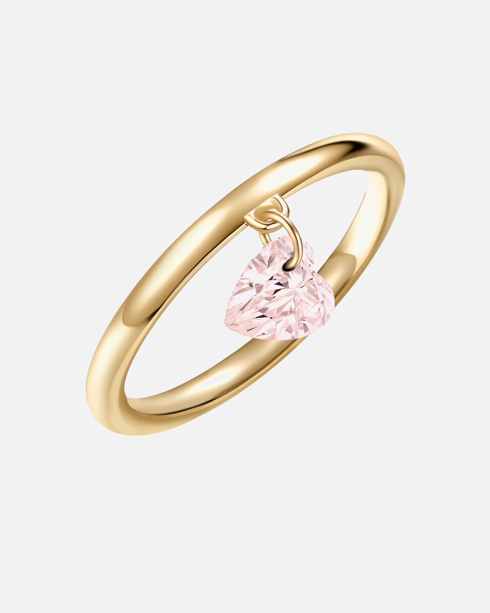 Ring für Weiblich Glanzstücke München Ring Herz aus Sterling Silber in gelbgold mit Rosenquarz 58