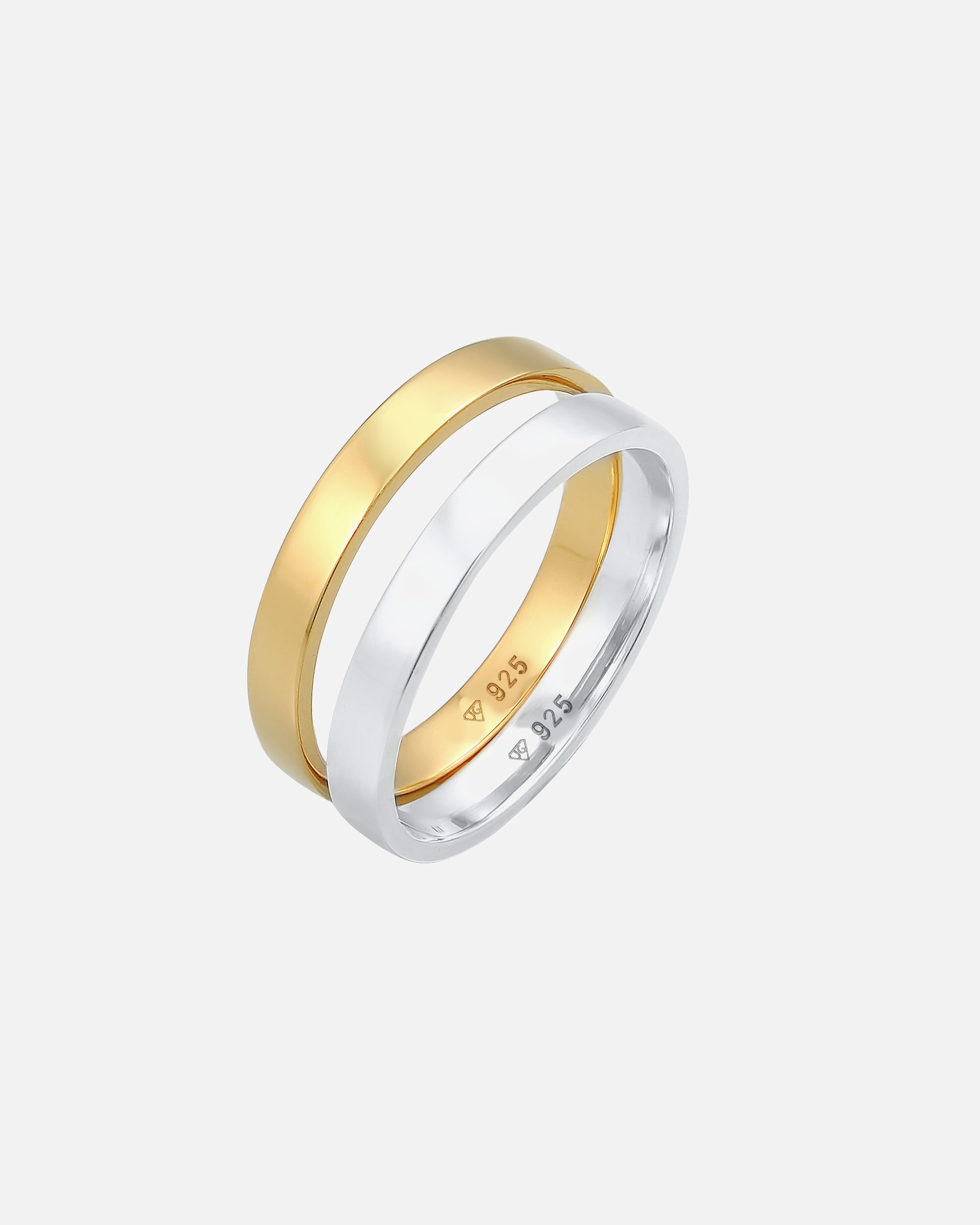 Ring für Weiblich Elli Bandring Basic Bi-Color 2er Set 925 Silber 52