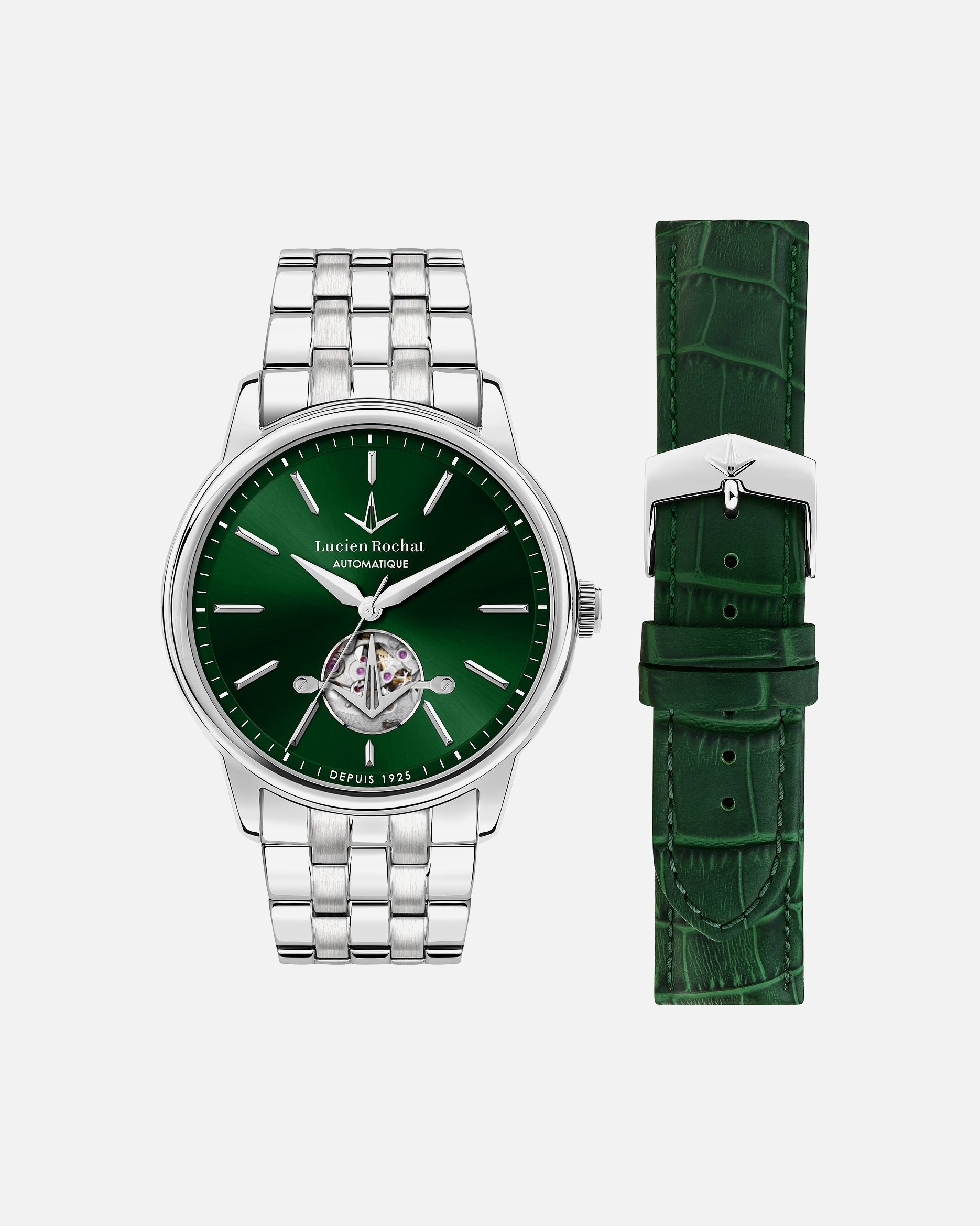 Uhr für Männlich Lucien Rochat Default Brand Line Uhren-Set inkl. Wechselarmband Edelstahl grün, silber