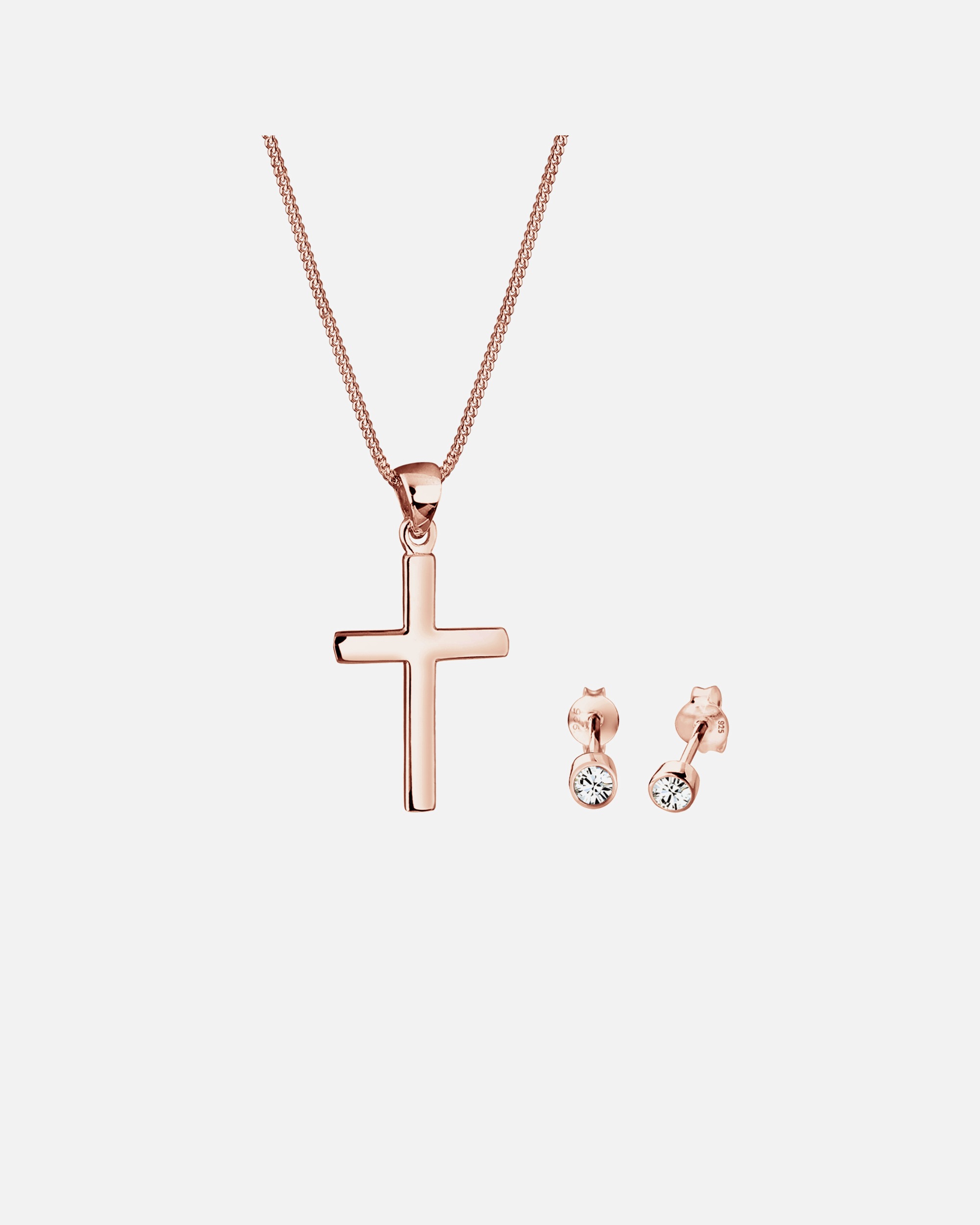 Schmuckset für Weiblich Elli Kette Stecker Kreuz 925 Sterling Silber, mit Kristallen von Swarovski® 1 Stück
