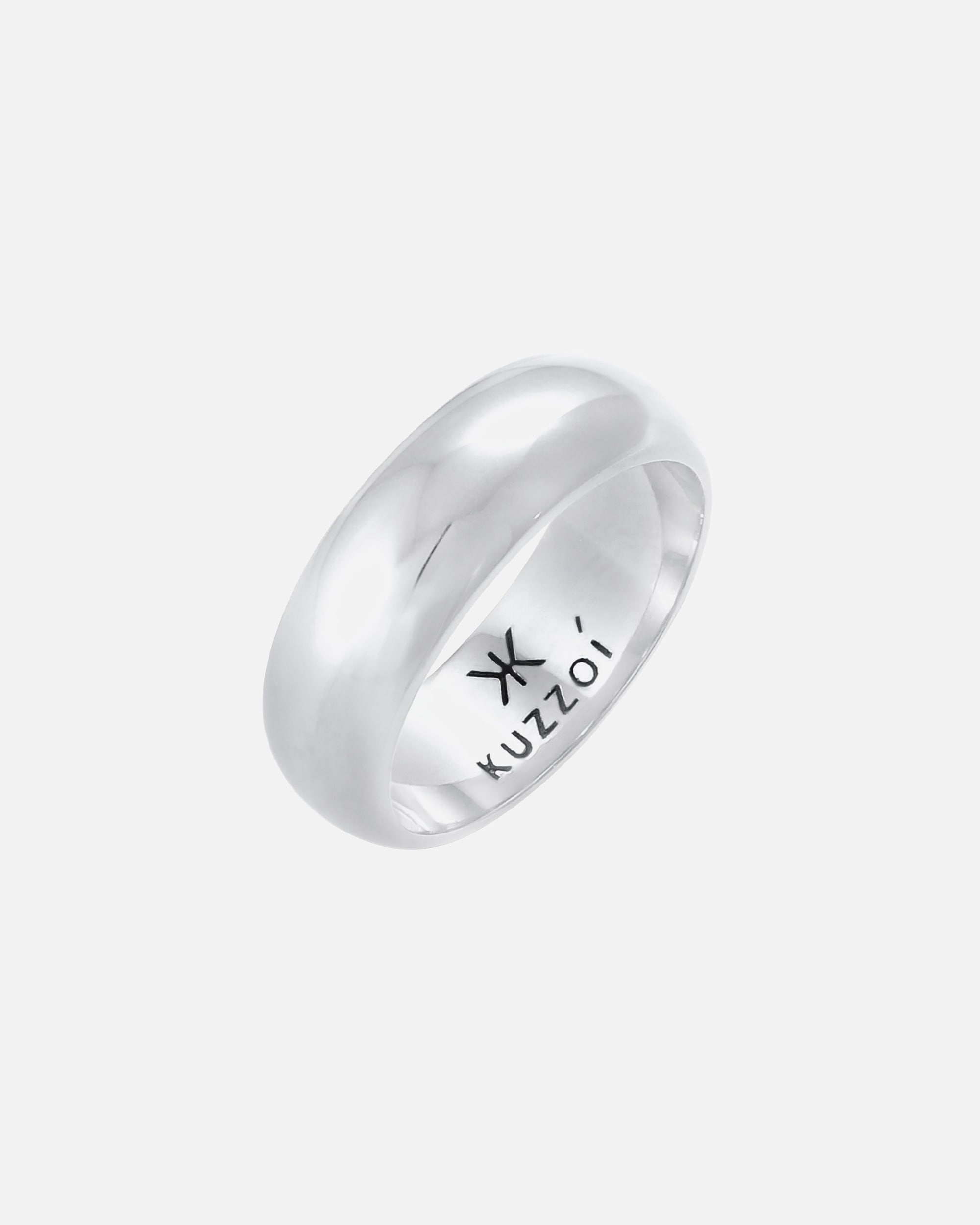 Ring für Männlich KUZZOI Herren Bandring Basic Breit Glatt Rund 925 Silber 66