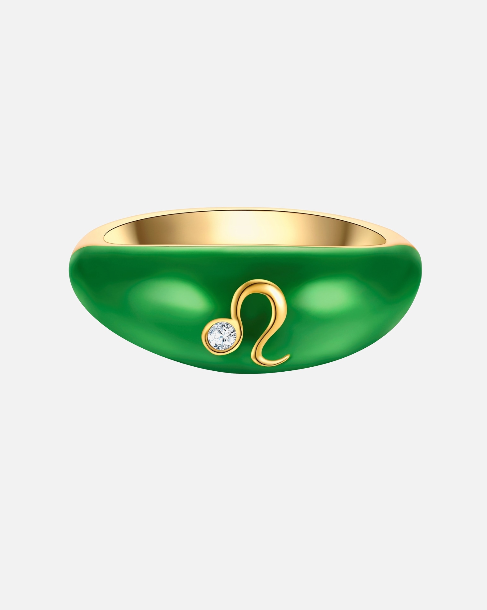 Ring für Weiblich Glanzstücke München Ring Sterling Silber gelbgold Zirkonia weiß Emaille grün 48