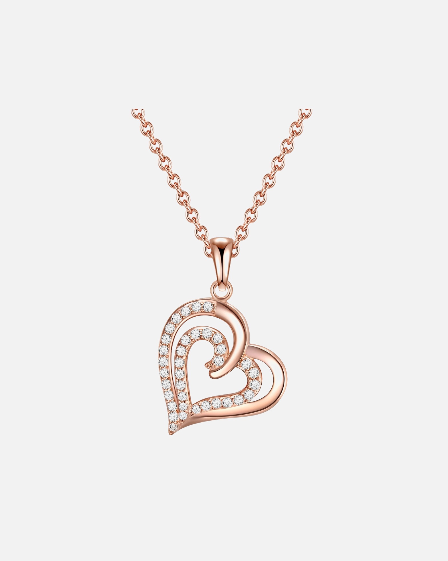 Halskette für Weiblich Rafaela Donata Halskette Herz Sterling Silber Zirkonia in Roségold 1 Stück