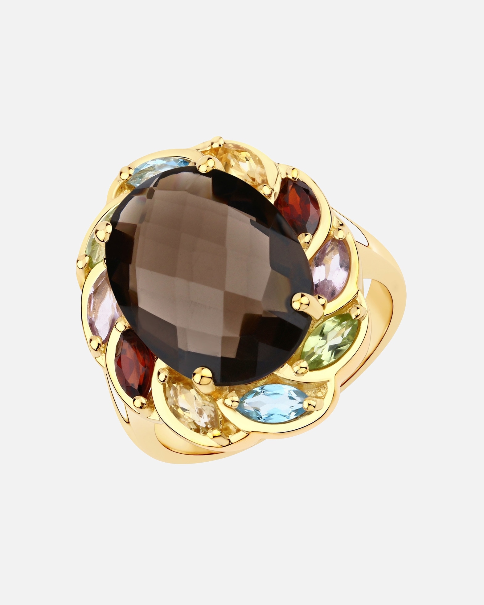 Ring für Weiblich Rafaela Donata Ring Sterling Silber Rauchquarz in Gelbgold 50