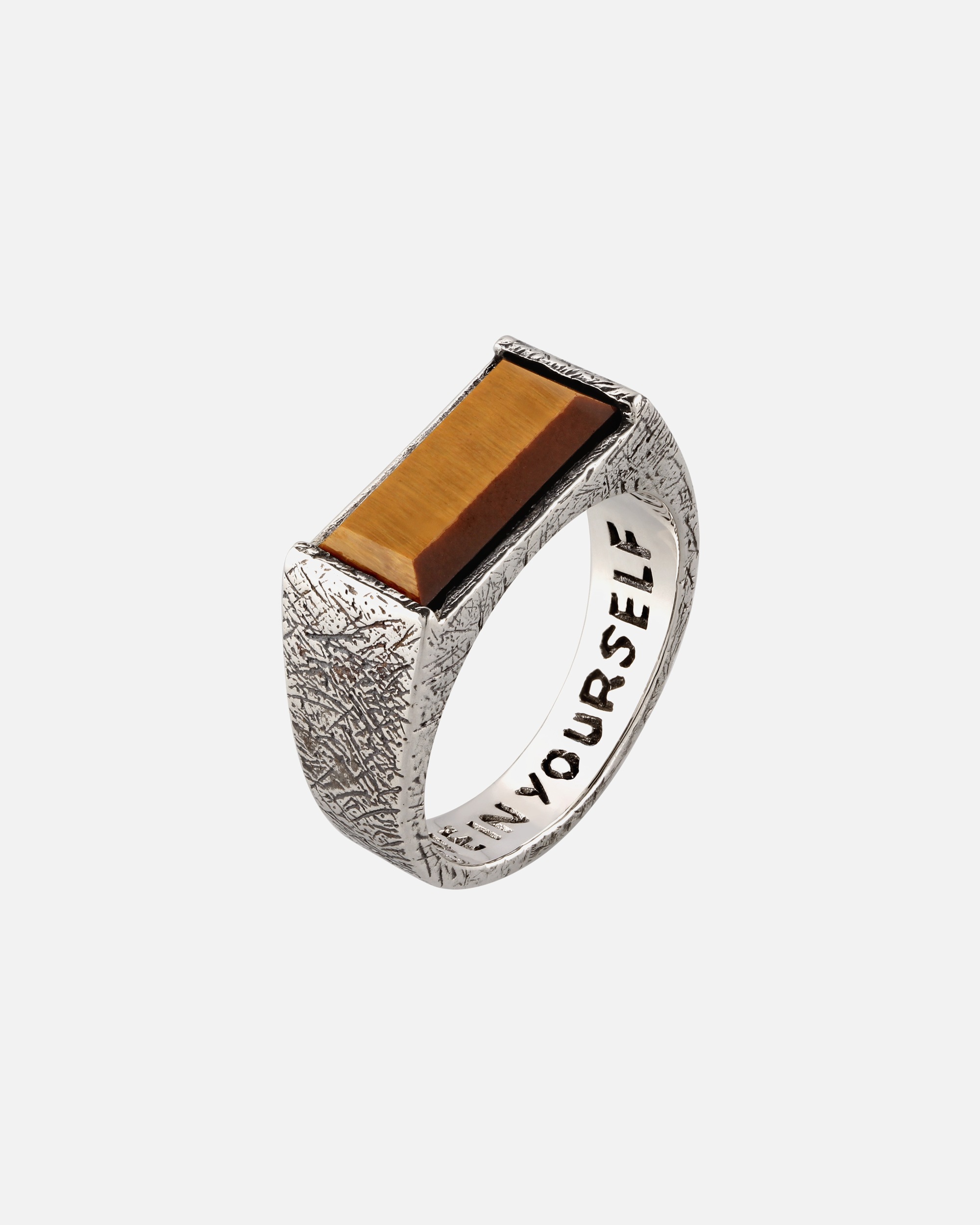 Ring für Männlich Haze & Glory Default Brand Line Siegelring Tigerauge Tigers Valley 925 Sterling Silber 60