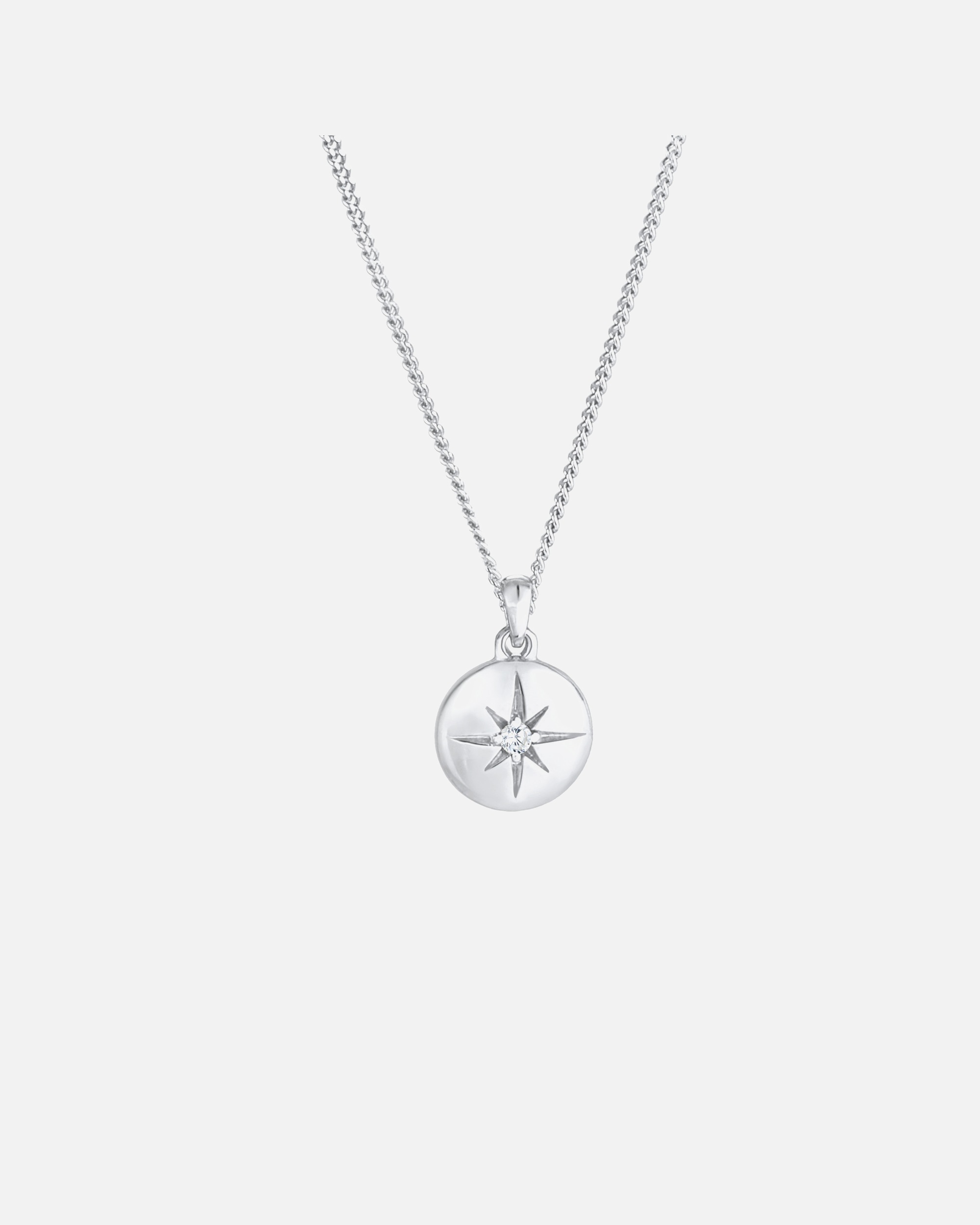 Halskette für Weiblich Elli Stern Plättchen Disc Zirkonia 925 Silber 1 Stück