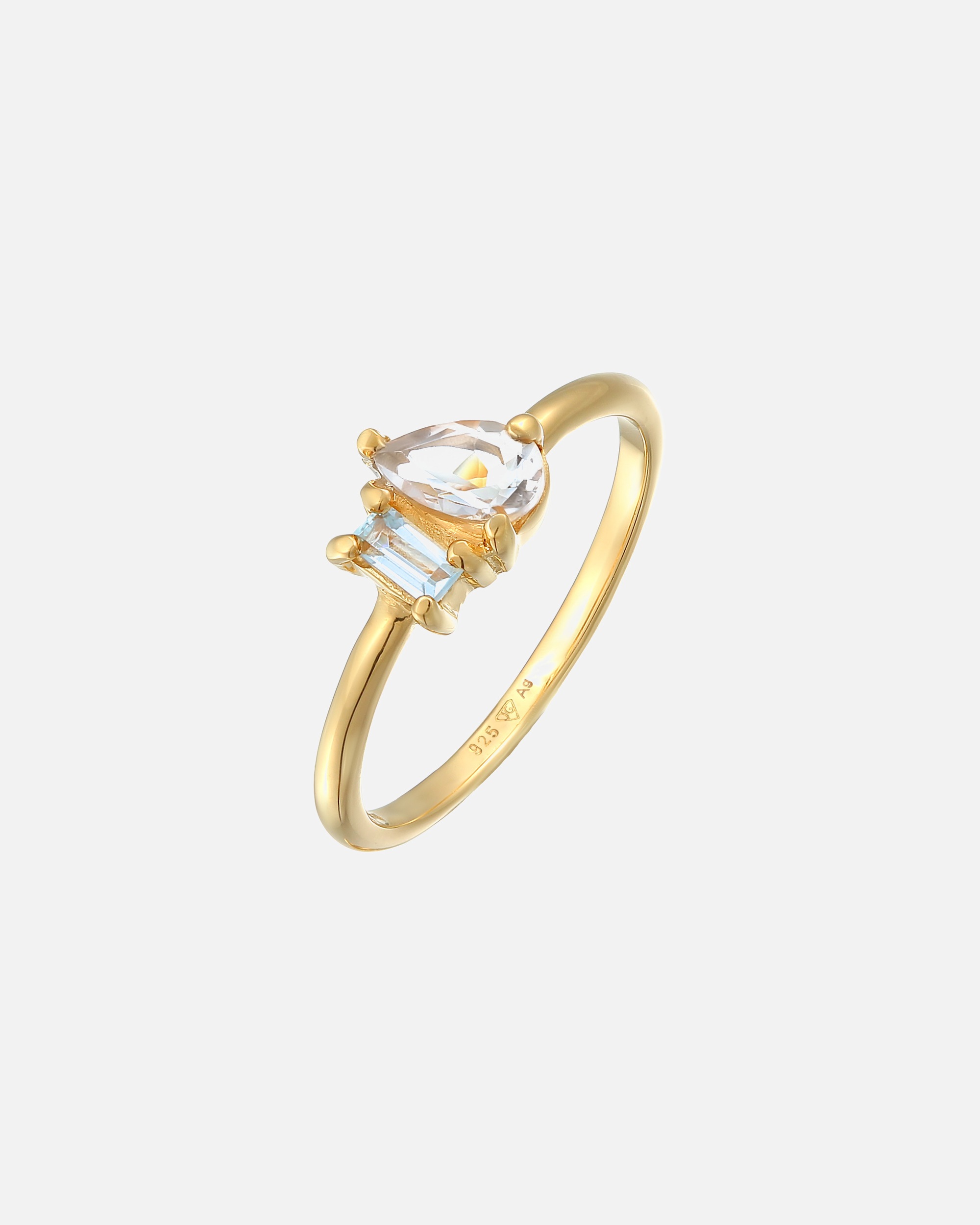 Ring für Weiblich Elli PREMIUM Elli PREMIUM Ring Topas Tropfen Elegant 925 Silber vergoldet 54