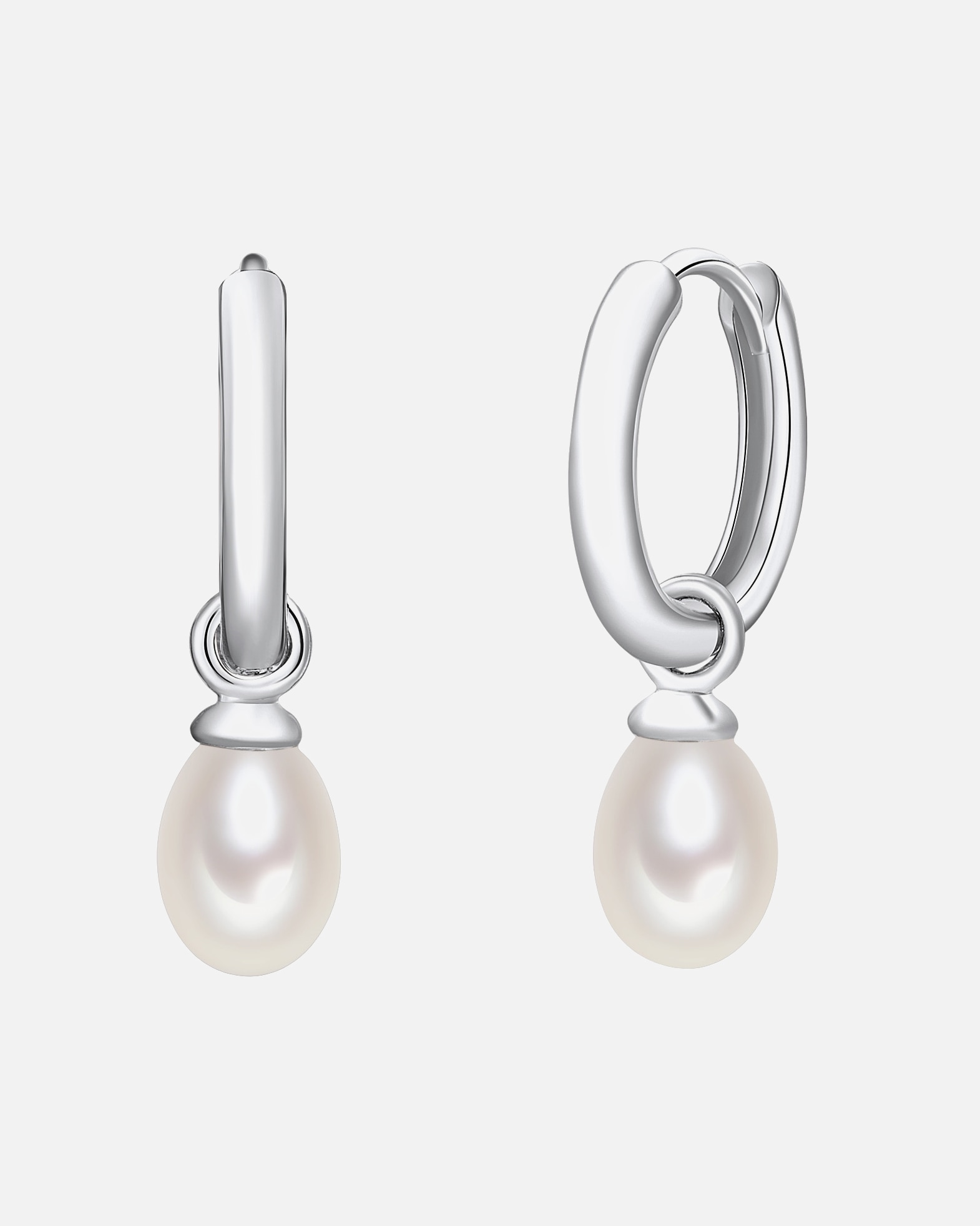 Creolen für Weiblich Valero Pearls Creolen Gelbvergoldet Süßwasser-Zuchtperlen weiß 1 Stück