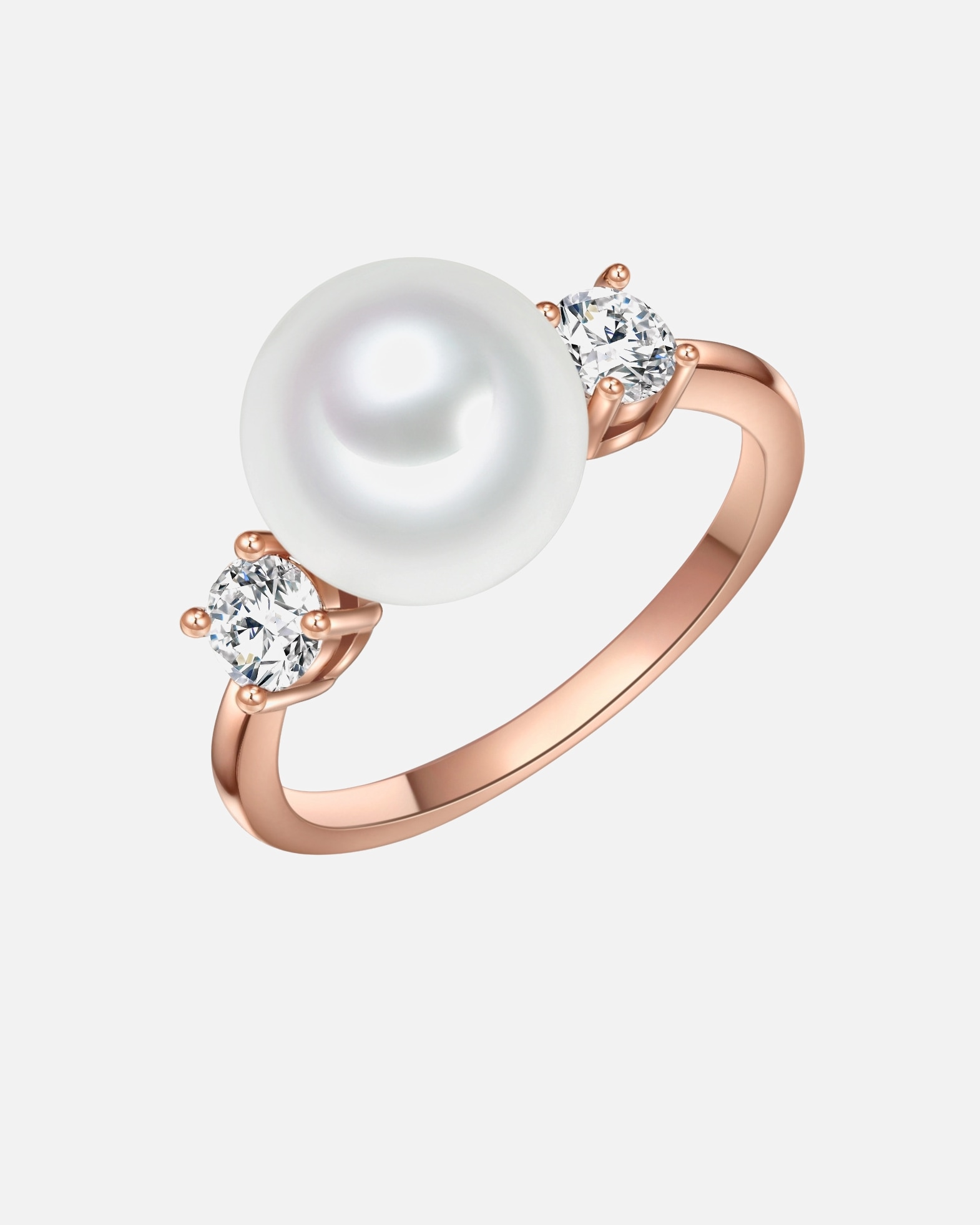 Ring für Weiblich Lulu & Jane Perlen-Ring Messing Zirkonia Muschelkernperle in Roségold 56