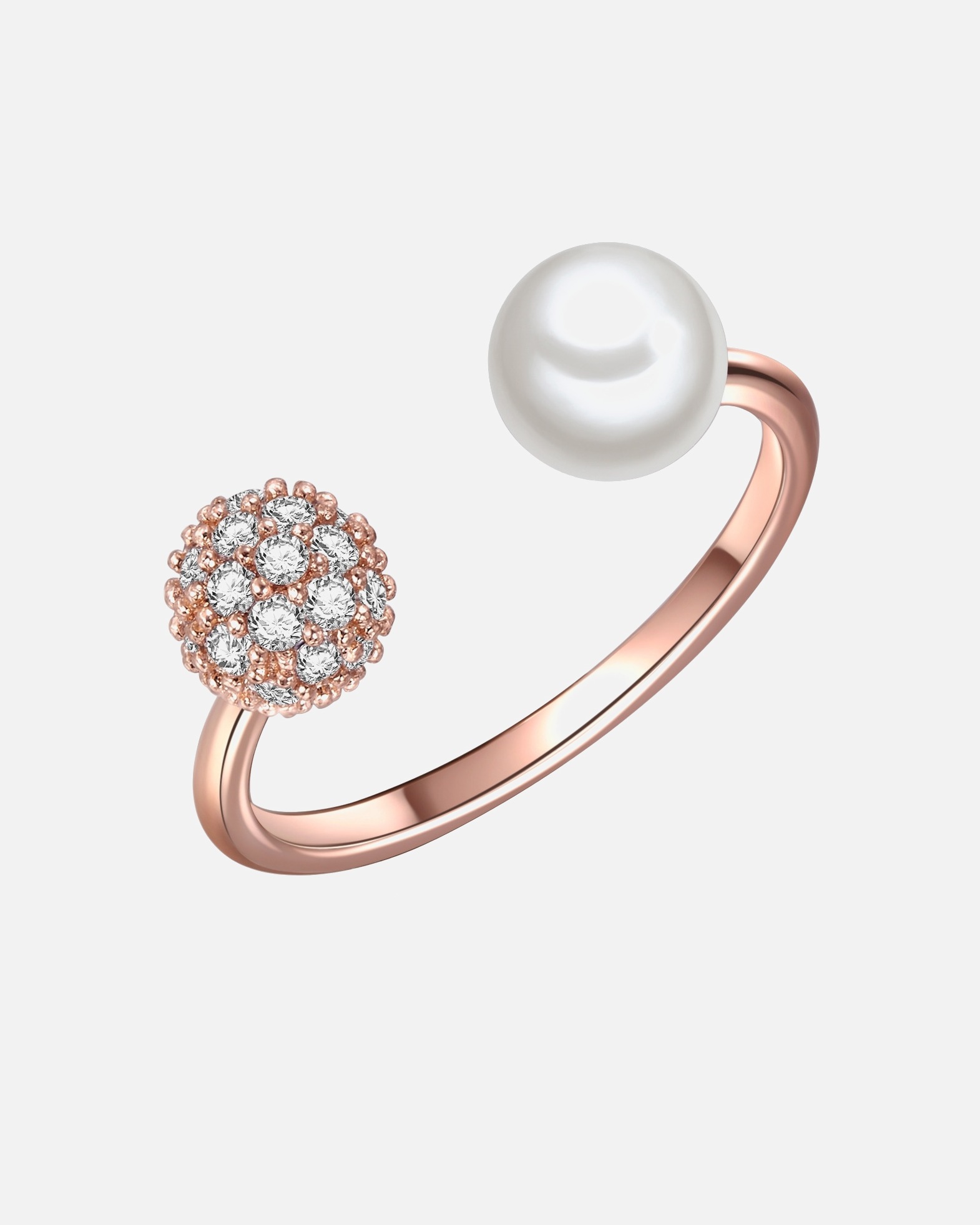 Ring für Weiblich Lulu & Jane Perlen-Ring Messing Zirkonia Muschelkernperle in Roségold 58