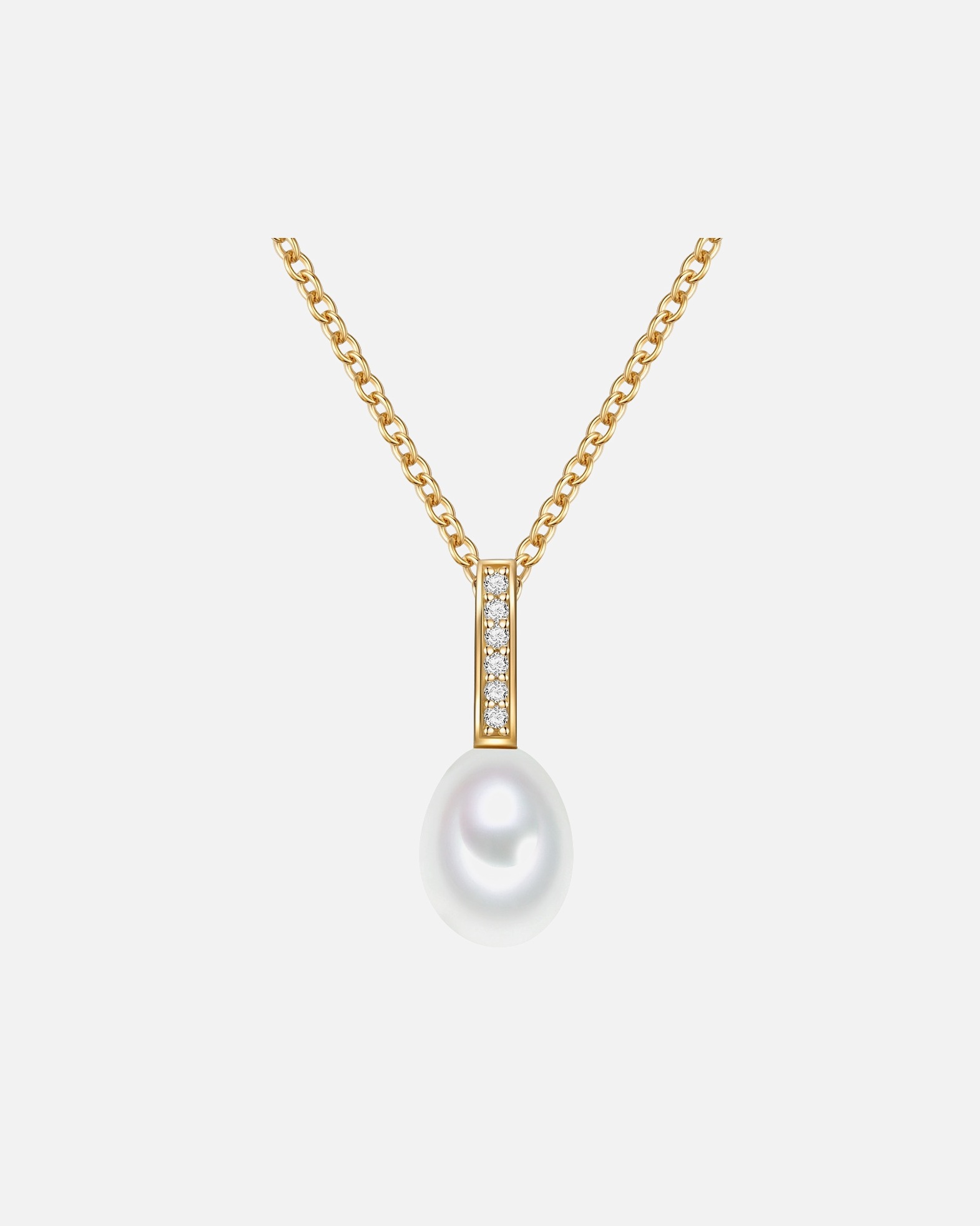 Halskette für Weiblich Valero Pearls Kette mit Anhänger Gelbvergoldet Süßwasser-Zuchtperlen weiß 1 Stück