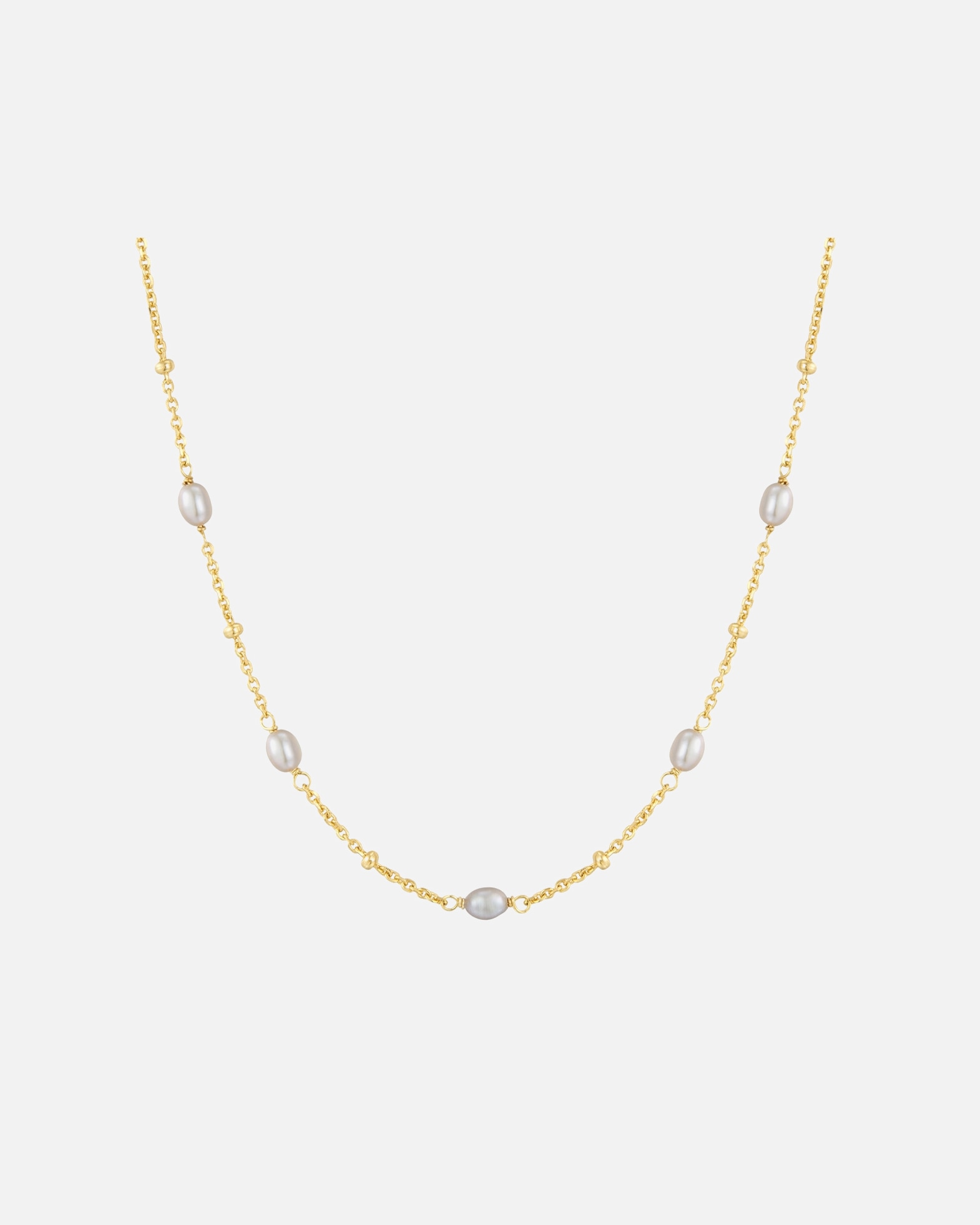 Halskette für Weiblich Glanzstücke München Kette Sterling Silber gelbgold Süßwasser-Zuchtperle grau 40,0 cm Basiskette + 5,0 cm Verlängerung