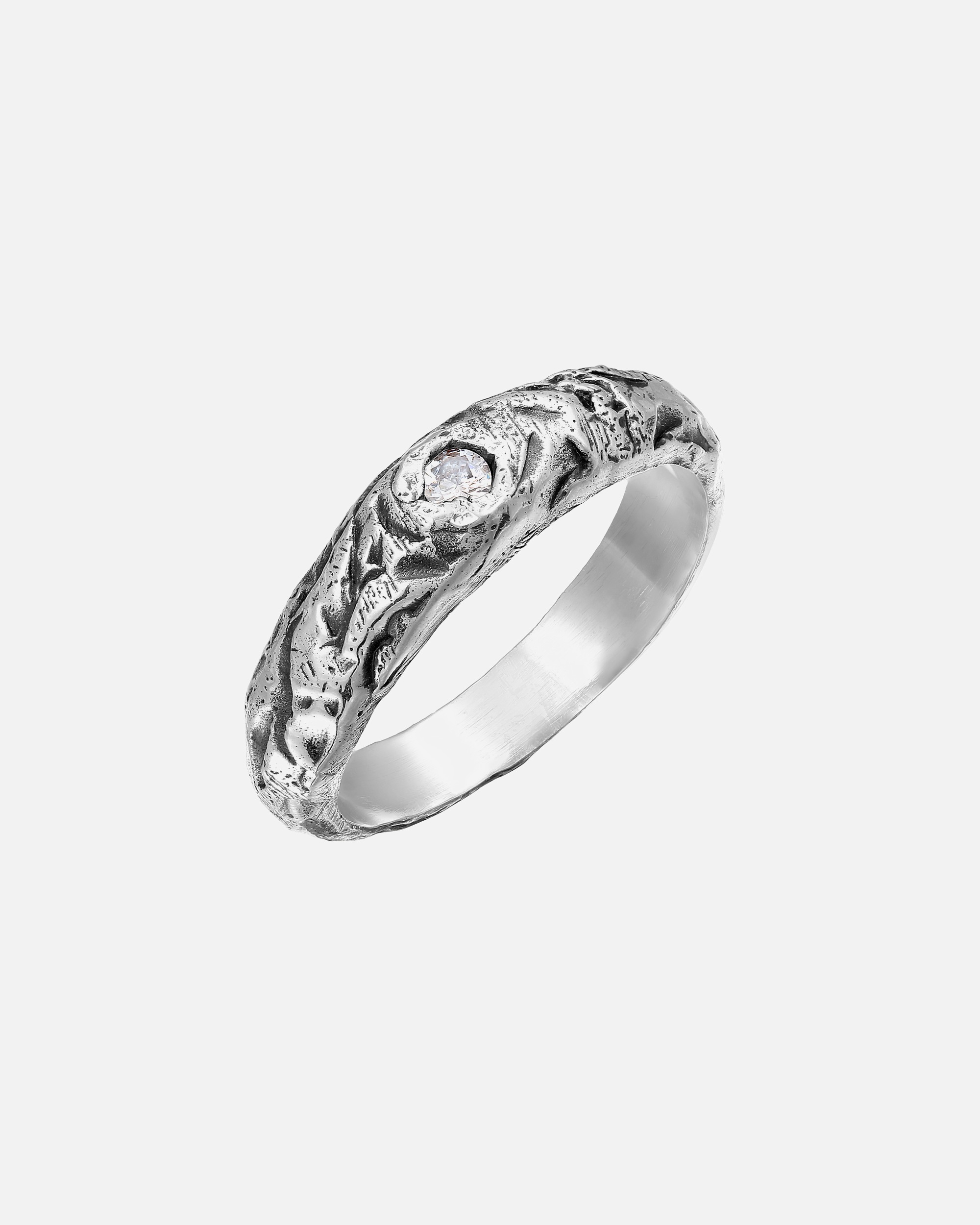 Ring für Männlich Haze & Glory Default Brand Line Topas Siegelring Grobe Struktur 925 Silber 62