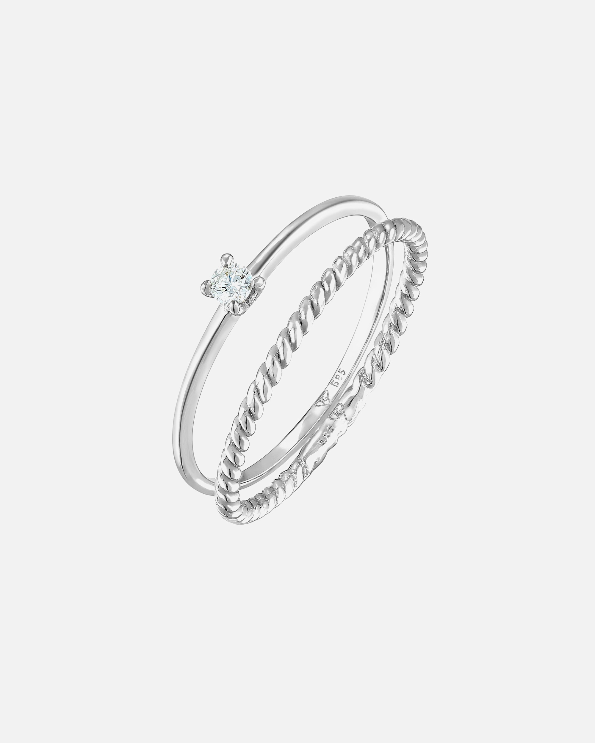 Ring für Weiblich Elli DIAMONDS Diamant (0.06 ct) Solitär Bandring 585 Weißgold 52