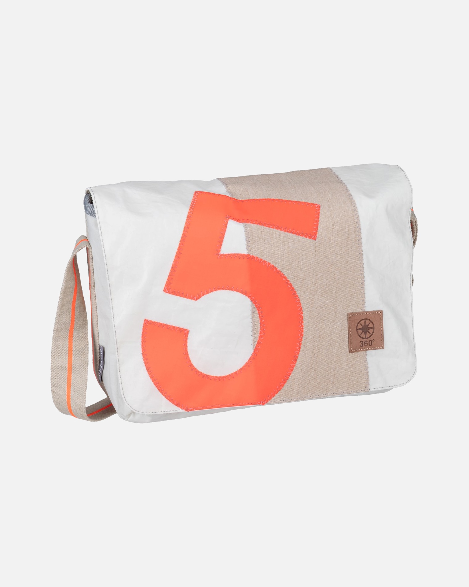 Umhängetasche für Unisex 360Grad Umhängetasche Barkasse Mini Weiss/Sand/Zahl Orange
