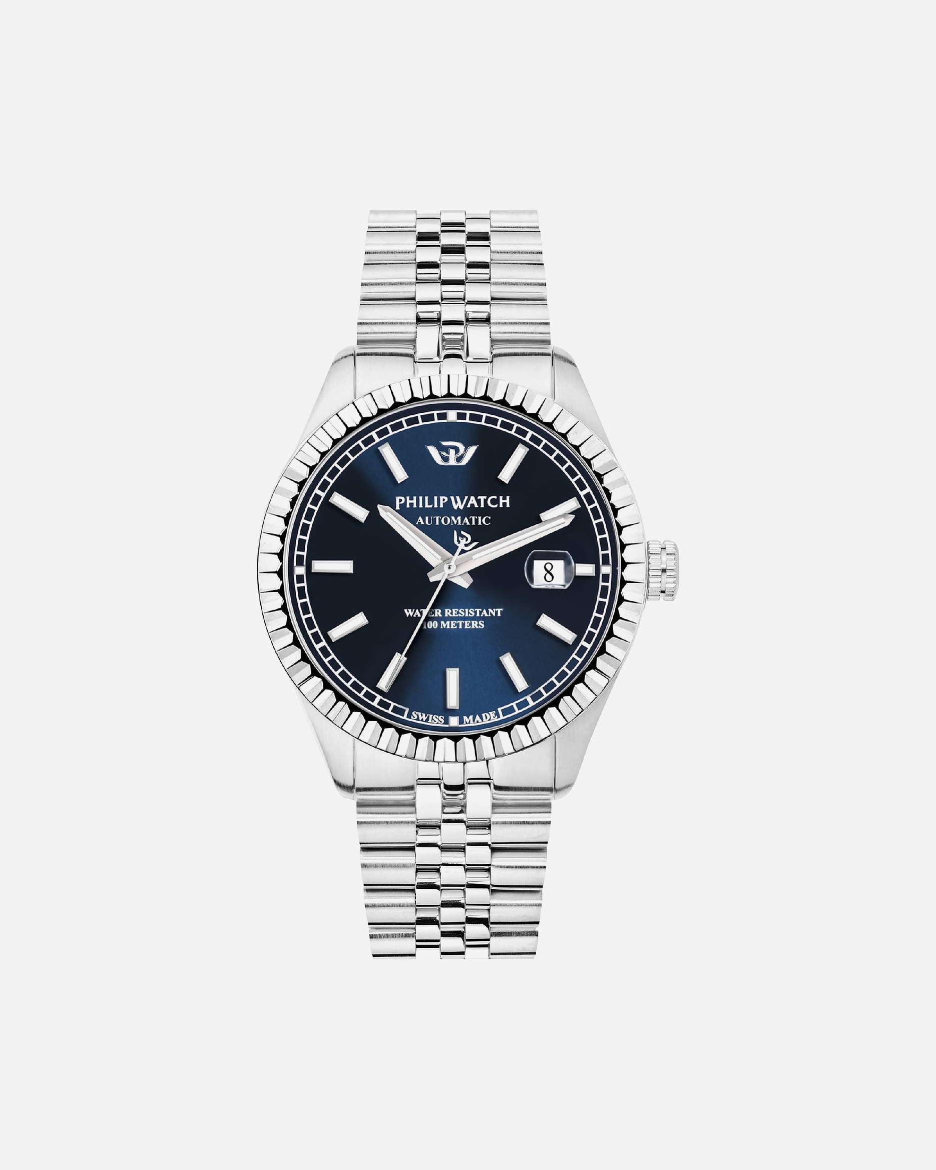 Uhr für Männlich Herrenuhr Edelstahl blau, silber