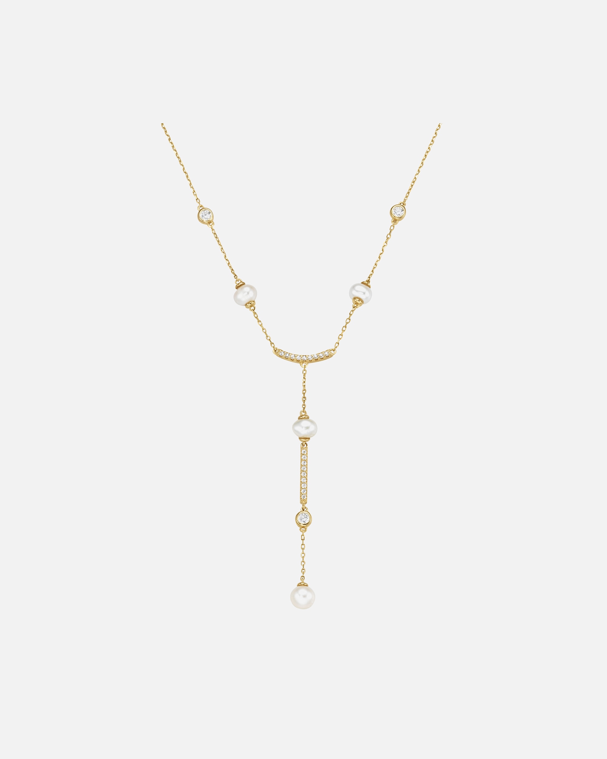 Halskette für Unisex Giorgio Martello Milano Collier mit Süßwasser-Perlen und Zirkonia, Silber 925 Gold