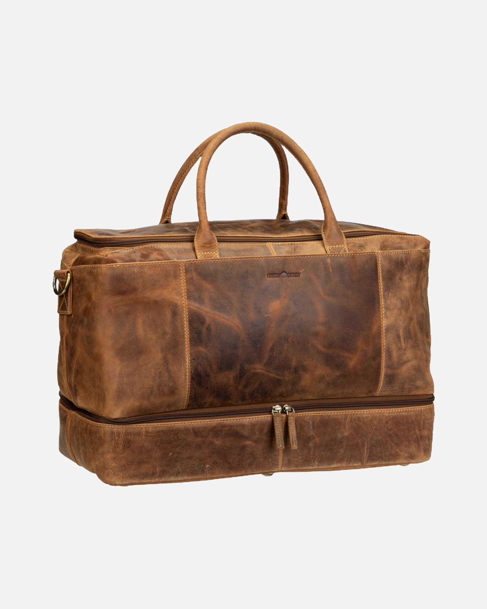Reisetasche für Unisex Greenburry Weekender Vintage Traveller Leder braun