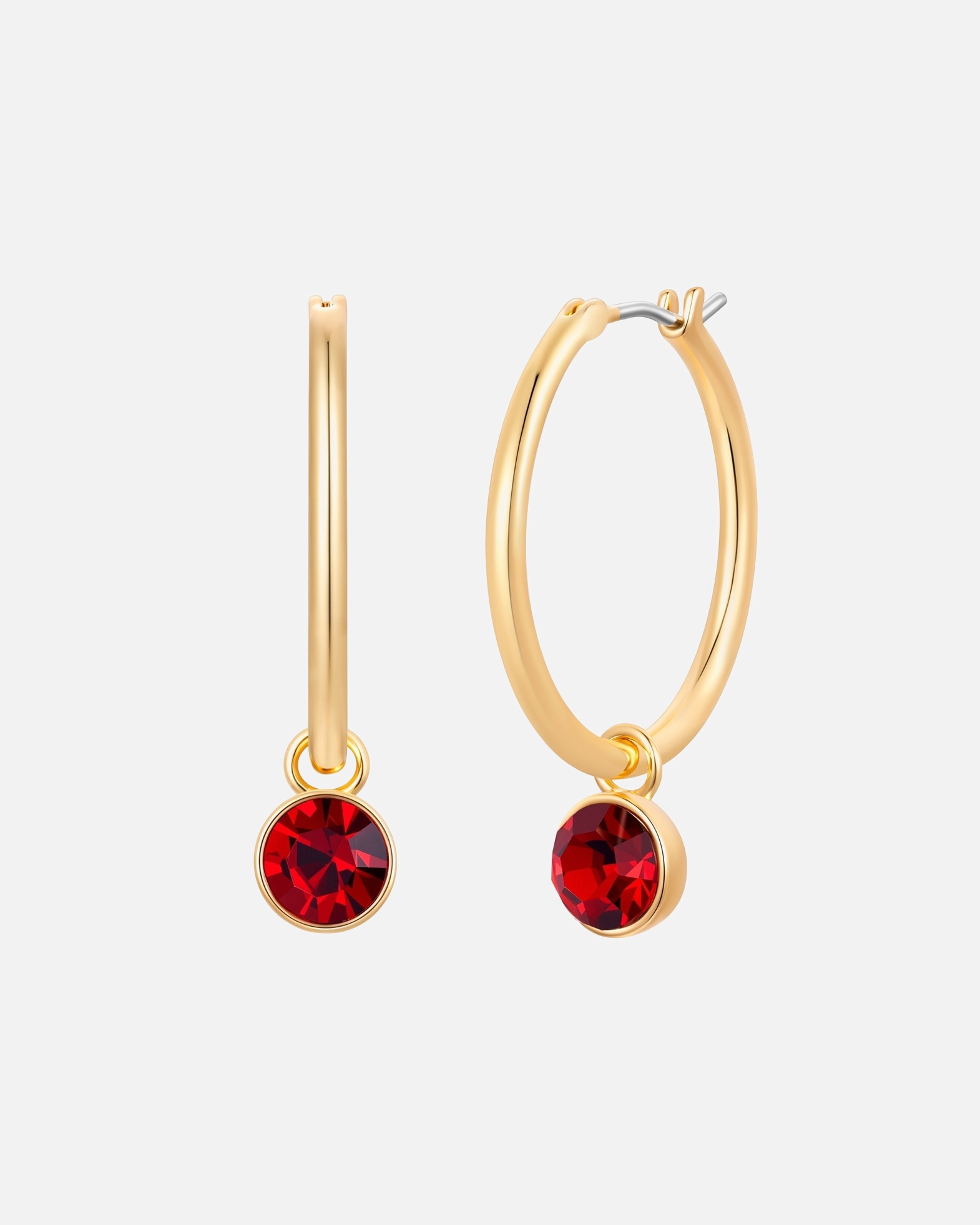 Creolen für Weiblich Lulu & Jane Creolen aus Messing in Gelbgold mit Glaskristall 31,5 mm