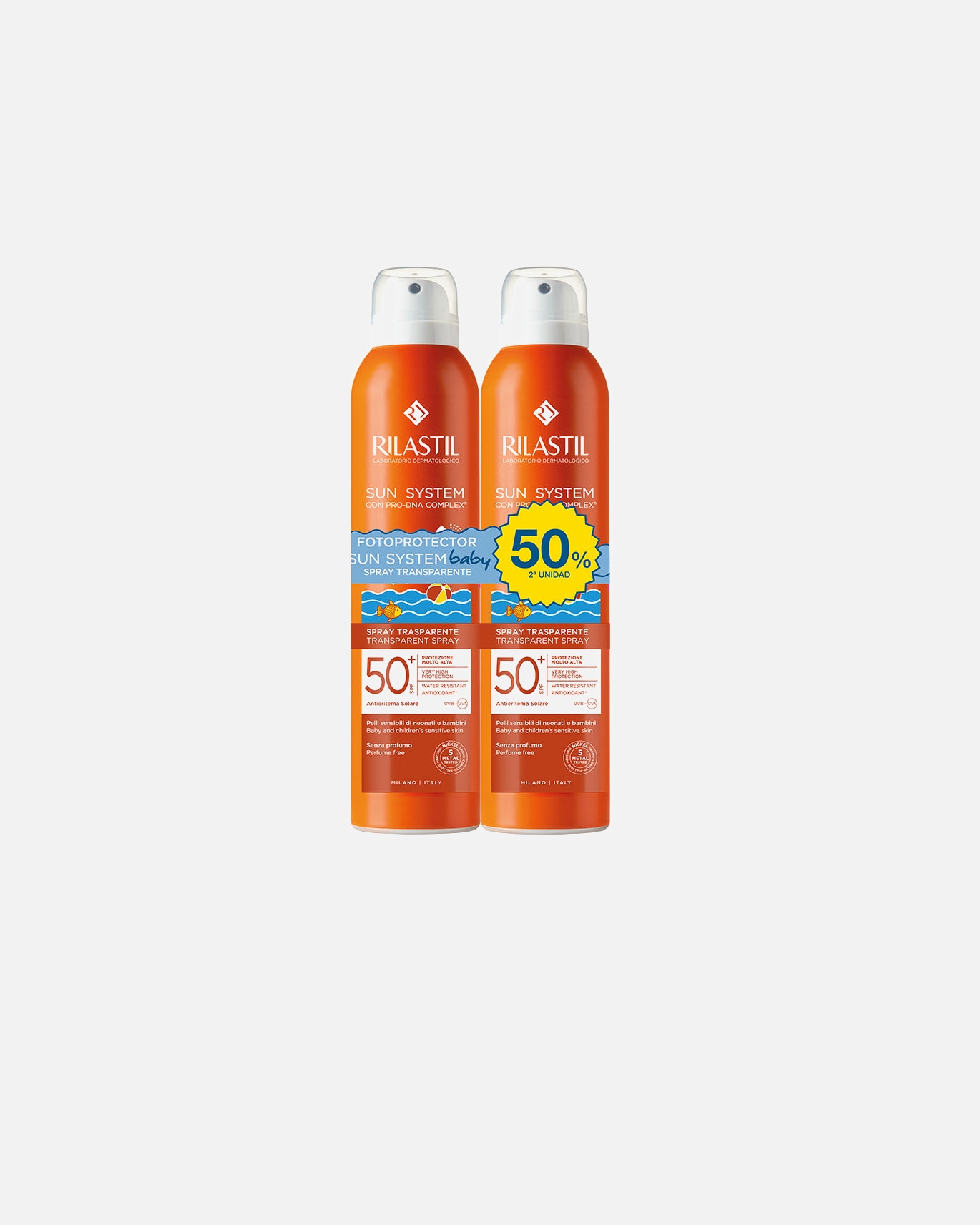 Sonnenspray für Unisex Rilastil SUN SYSTEM 50+ BABYSPRAY TRANSPARENTE PACKUNG 1 Stück