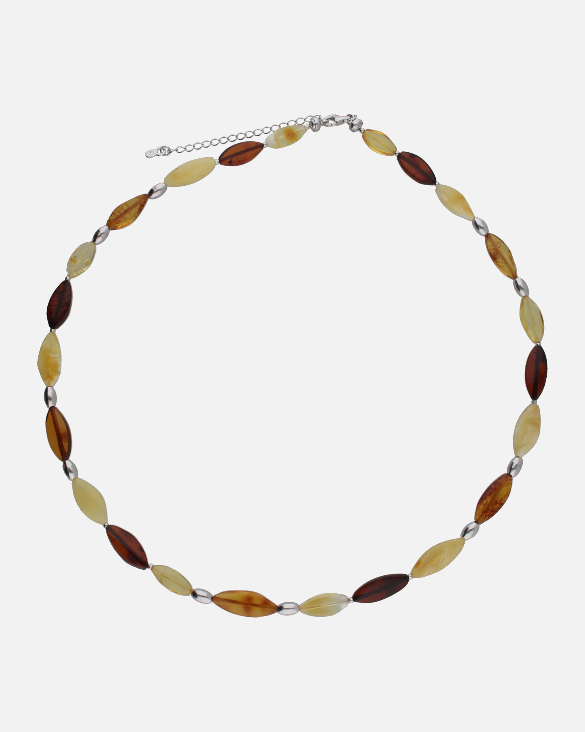 Halskette für Unisex Smart Jewel Collier mit Bernsteinen, Silber 925 52 cm