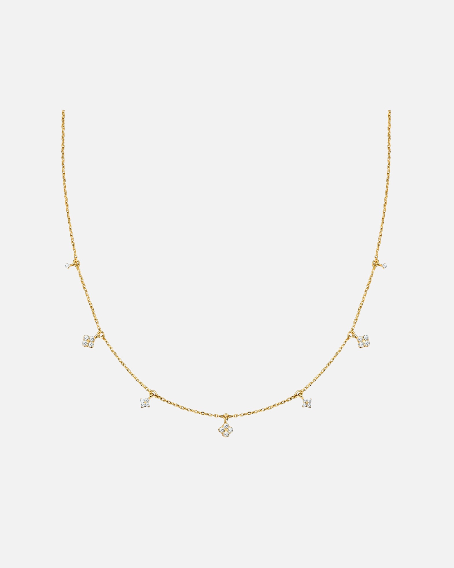 Halskette für Weiblich Halskette aus Sterling Silber in gelbgold mit Zirkonia 40,0 cm Basiskette + 5,0 cm Verlängerung