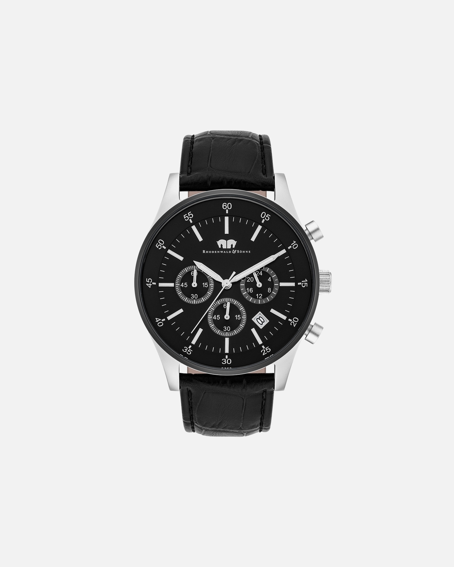 Uhr für Männlich Armband-Uhr Goodwill aus Echtleder in silber/schwarz 1 Stück