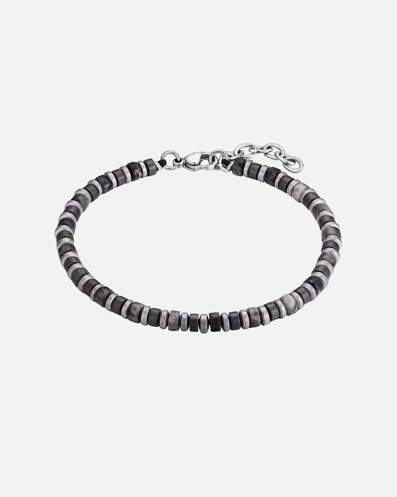 Armband für Männlich Armband aus Edelstahl in silber mit Labradorit 18,5 cm Basislänge + 3,0 cm Verlängerung