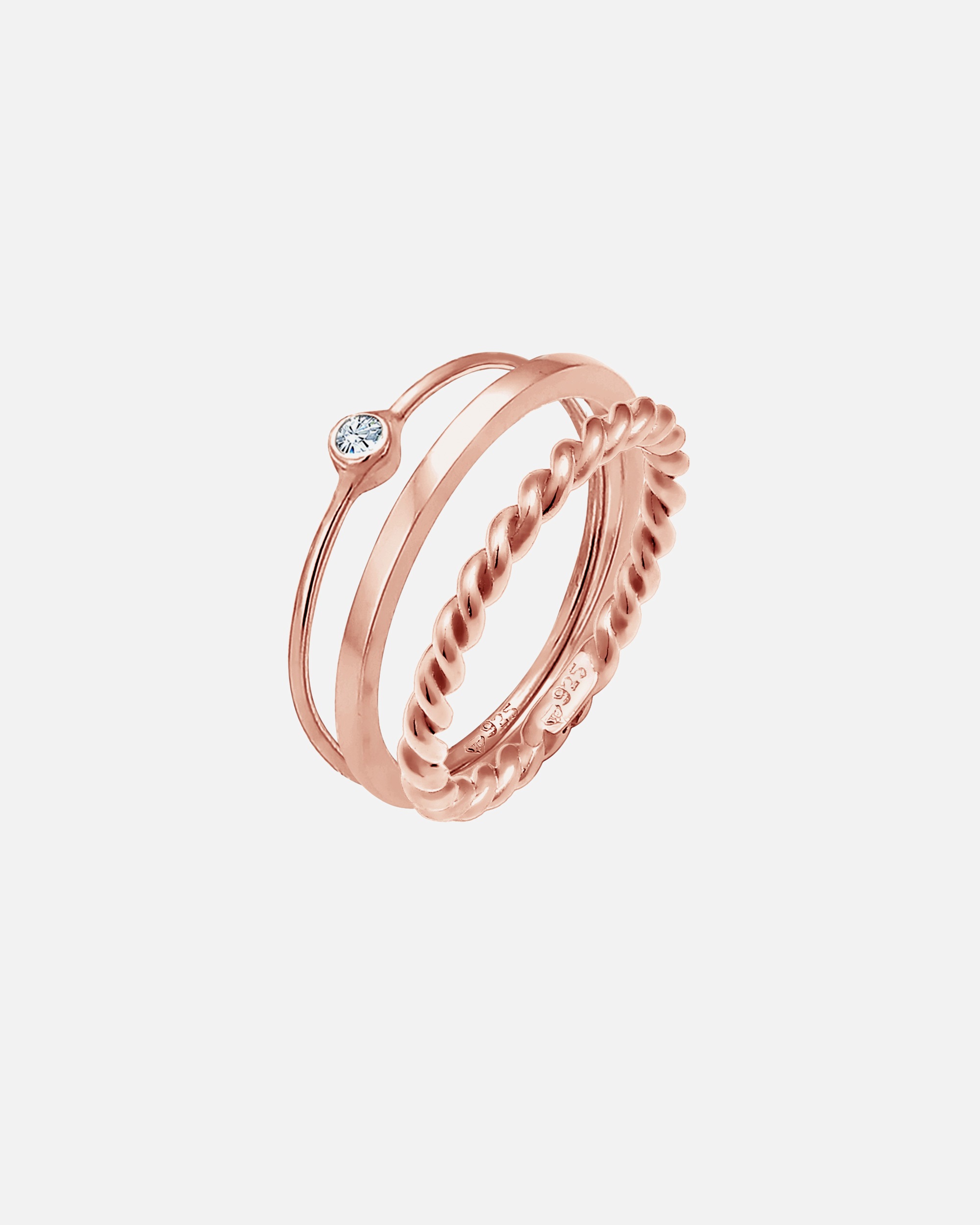 Ring für Weiblich Elli Ringset Solitär 925 Silber, mit Kristallen von Swarovski® 58