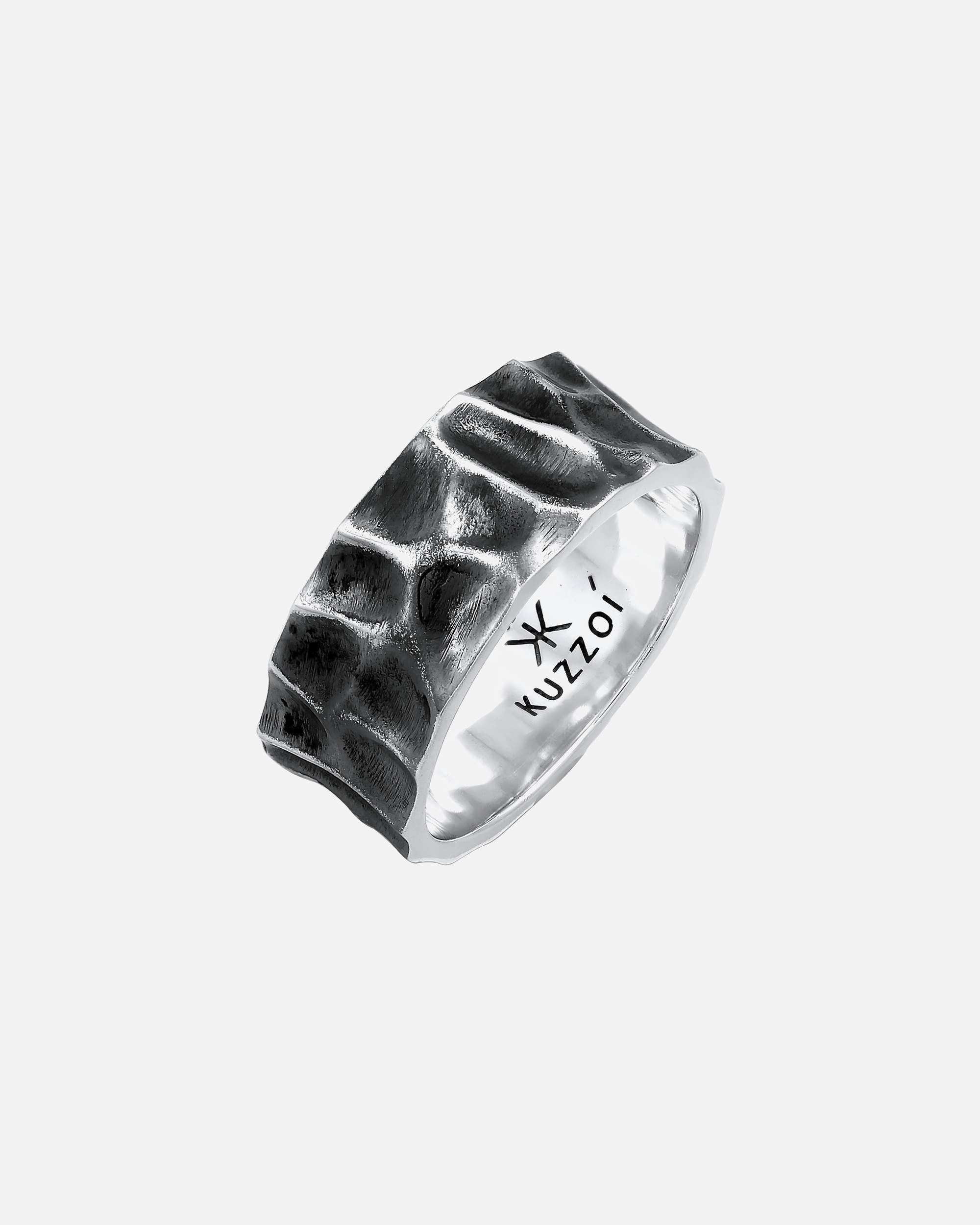 Ring für Männlich KUZZOI Herren Bandring Geschmiedet Used Look 925 Silber 66
