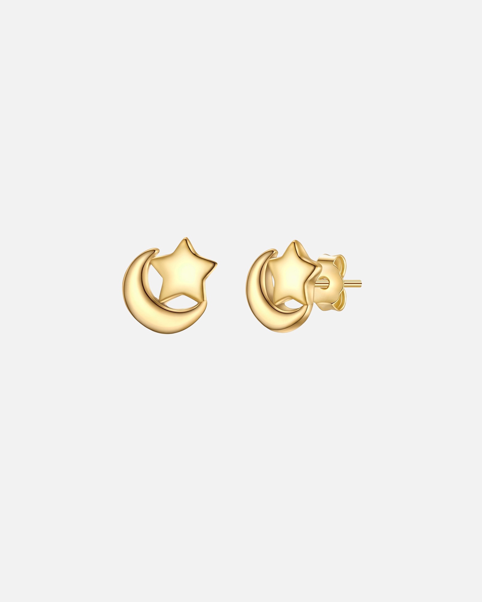 Ohrringe für Weiblich Glanzstücke München Ohrstecker Mond/Stern aus Sterling Silber in gelbgold 7,2 mm
