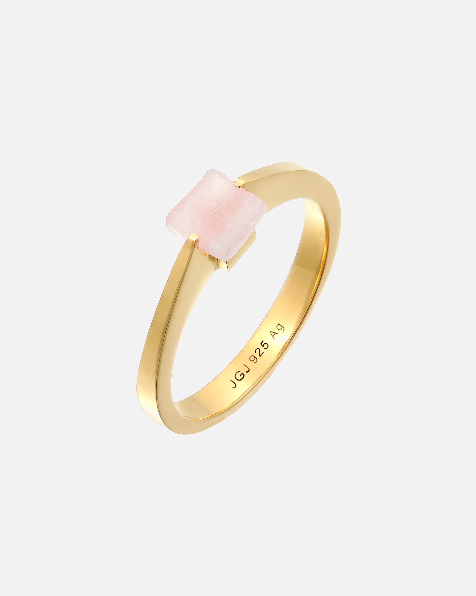 Ring für Weiblich Elli PREMIUM Elli PREMIUM Ring Solitär Rosa Quarz Edelstein Viereck 925 Silber 52