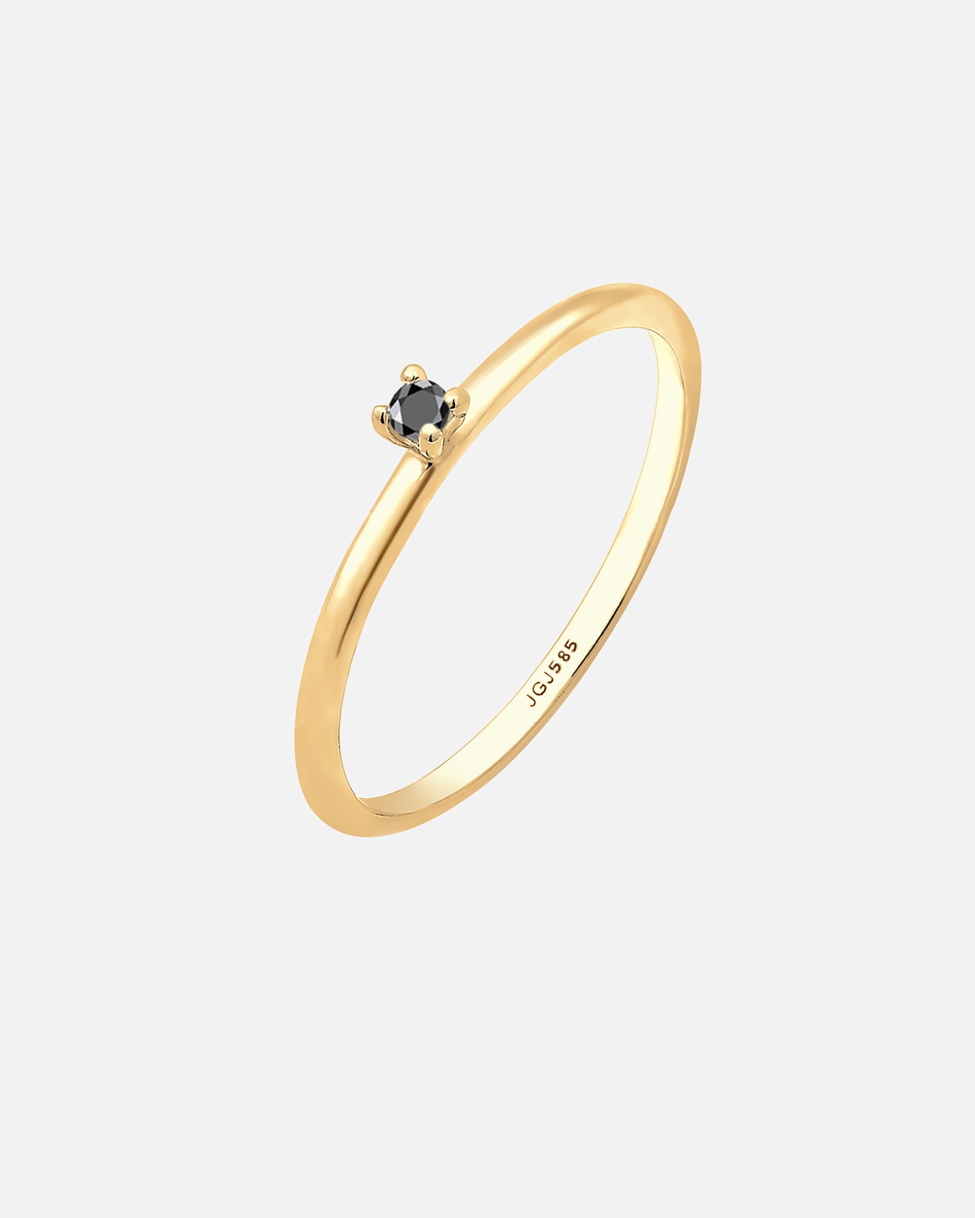 Ring für Weiblich Elli DIAMONDS Verlobung Solitär Diamant Schwarz Brillantschliff (0.003 ct) 585 Gelbgold 52