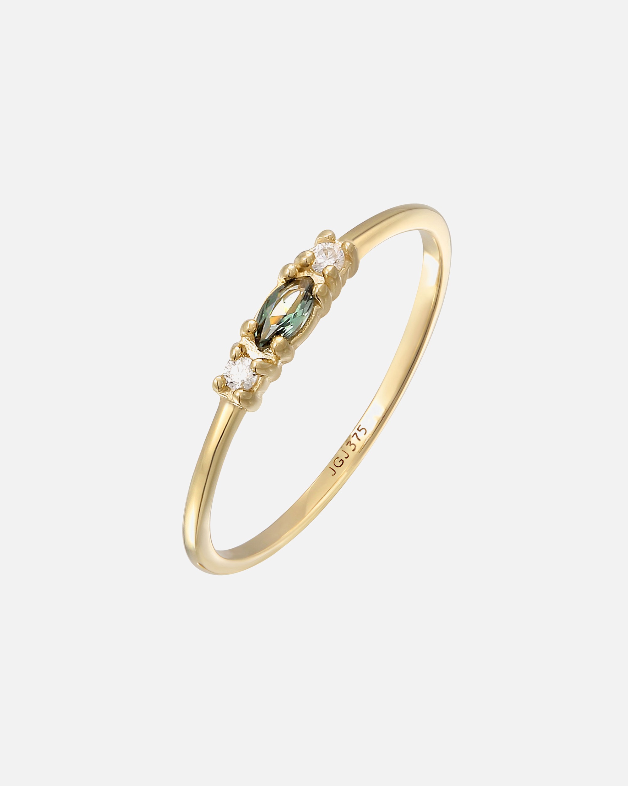 Ring für Weiblich Elli PREMIUM Vintage Zirkonia Marquise synth. Saphir 375 Gelbgold 52