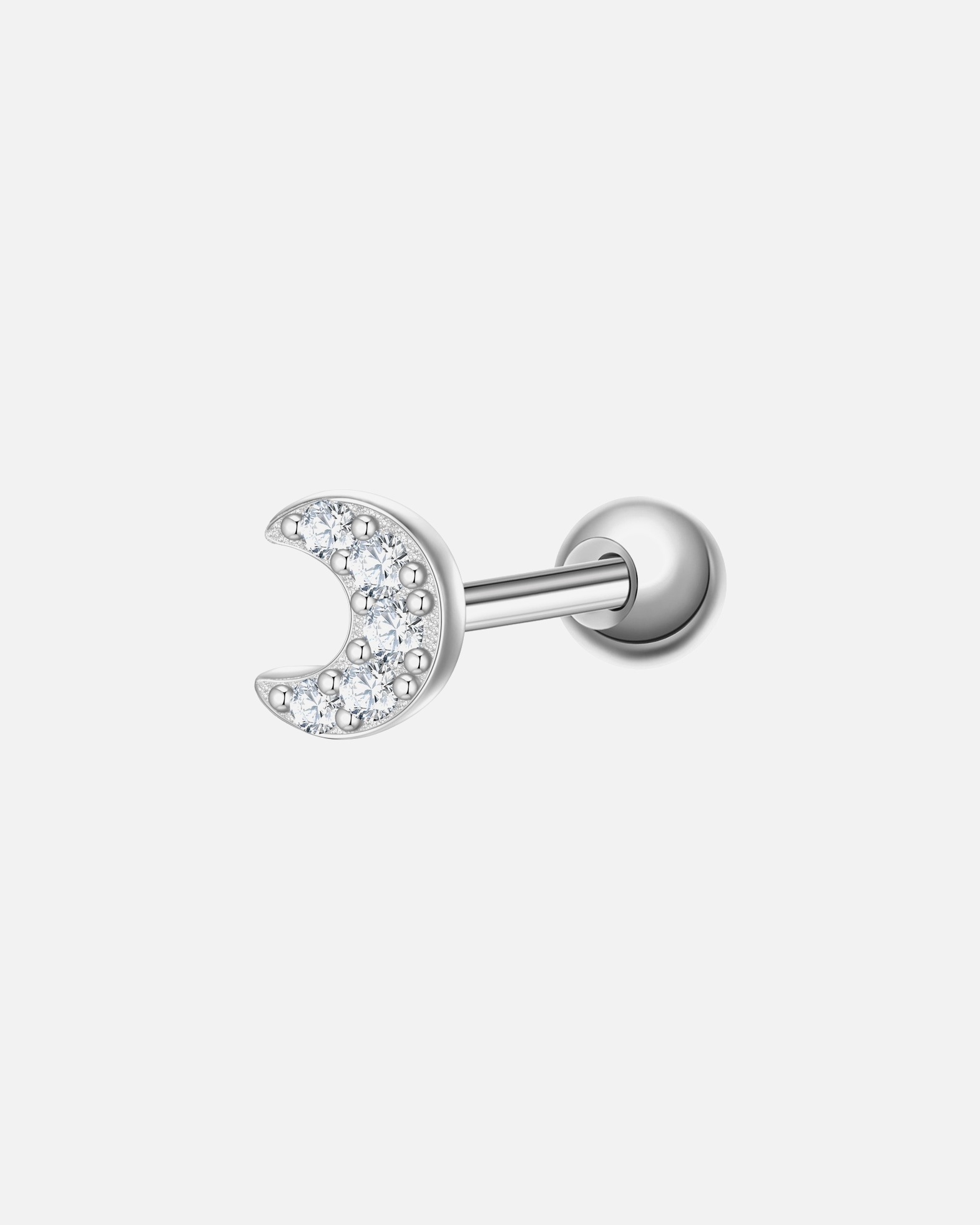 Ohrringe für Weiblich Glanzstücke München Ohrstecker Mond aus Sterling Silber in Silber mit Zirkonia 4,2 mm