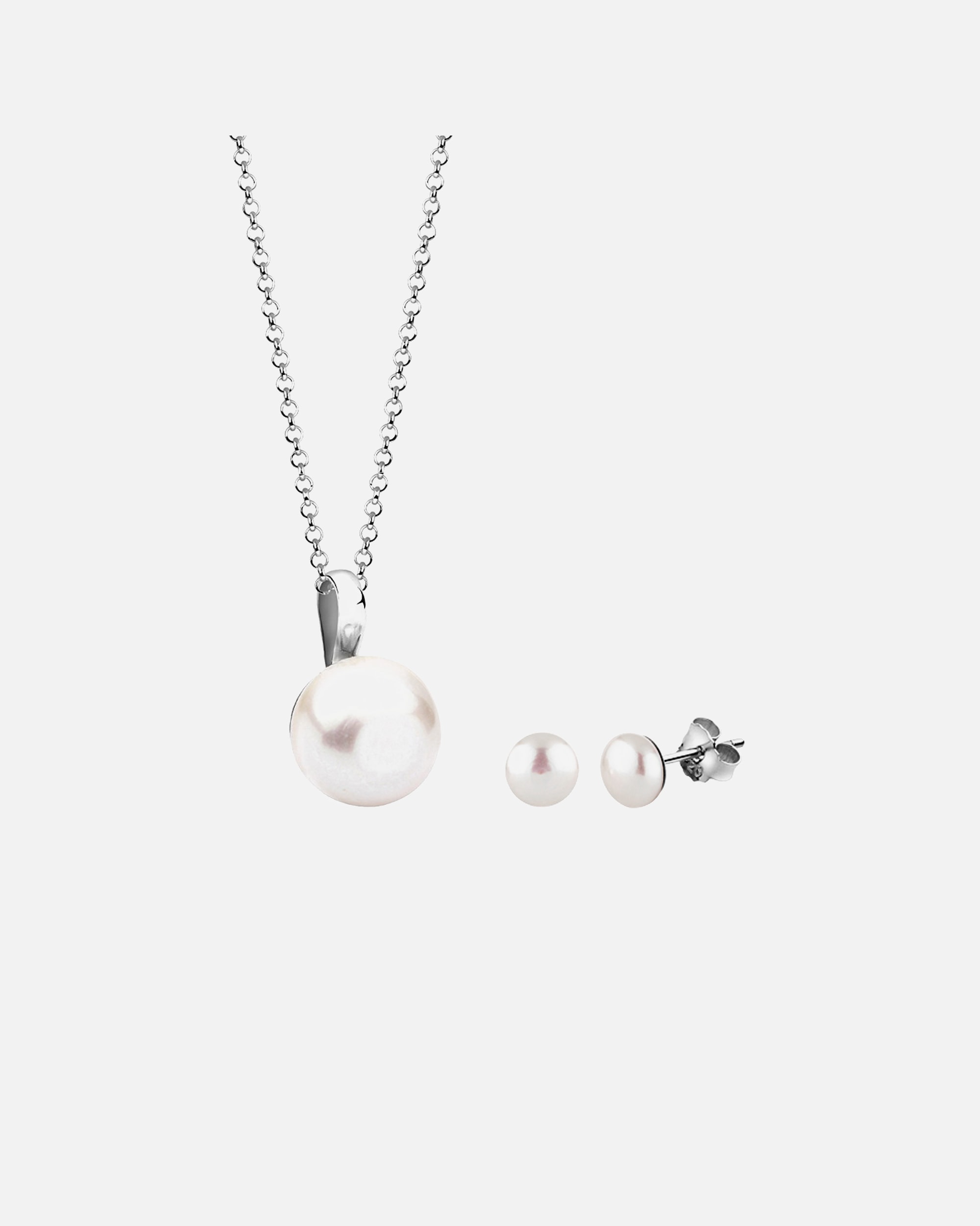 Schmuckset für Weiblich Nenalina Kette Ohrstecker Süßwasserperlen Chic 925 Silber 1 Stück