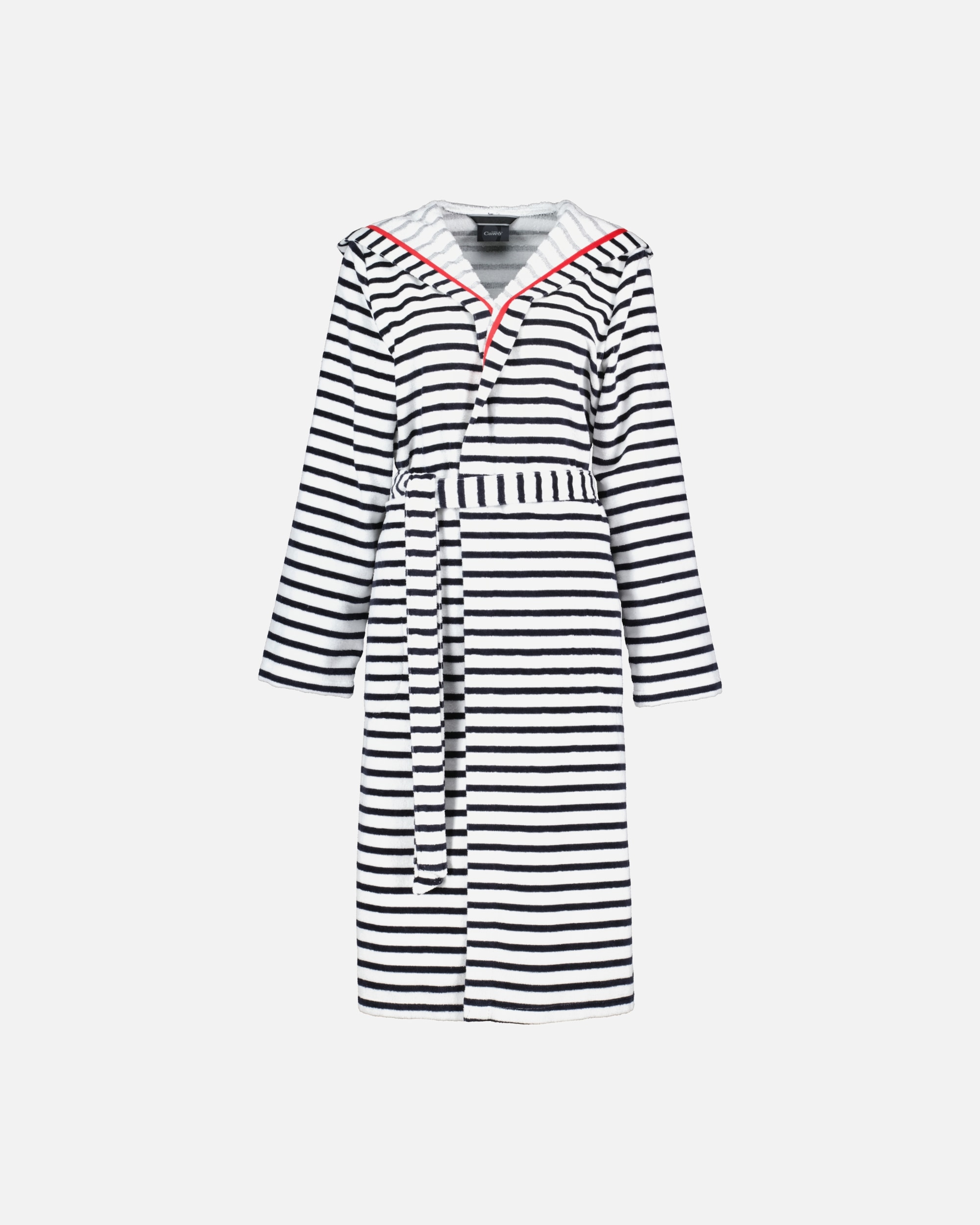 Bademantel für Weiblich Cawö Cawö Bademäntel Damen Kapuze Streifen 1243 schwarz-weiß - 96 XL