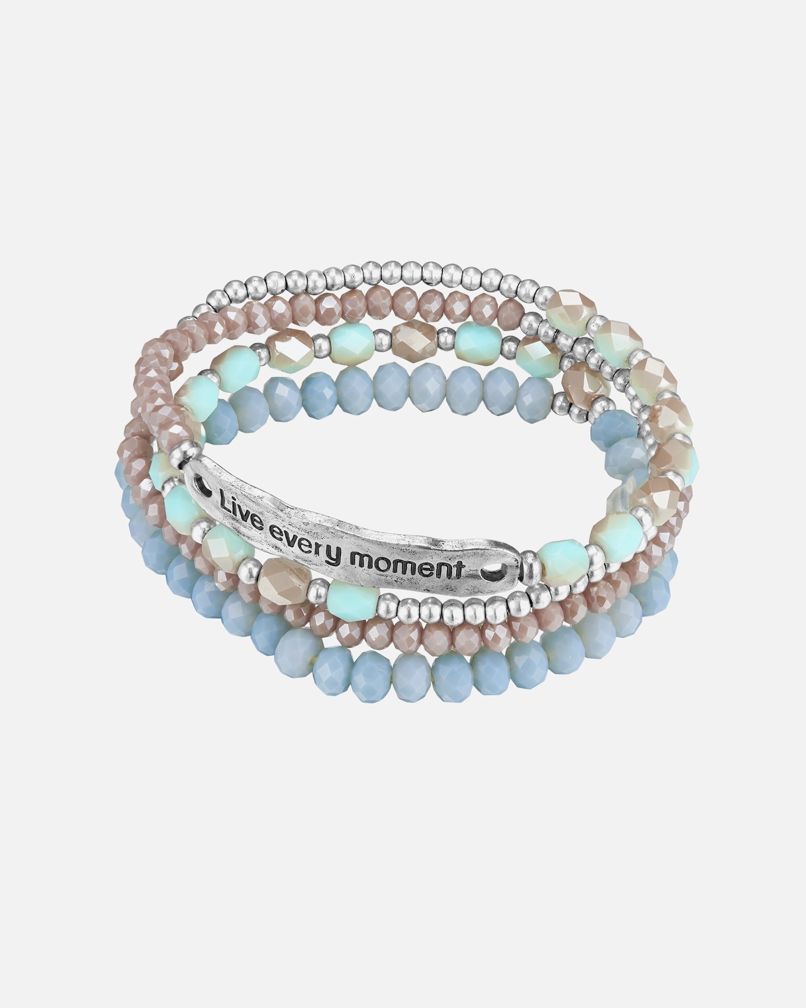 Armband für Weiblich Lulu & Jane Armband Live every moment Messing Crystal in Silber 1 Stück
