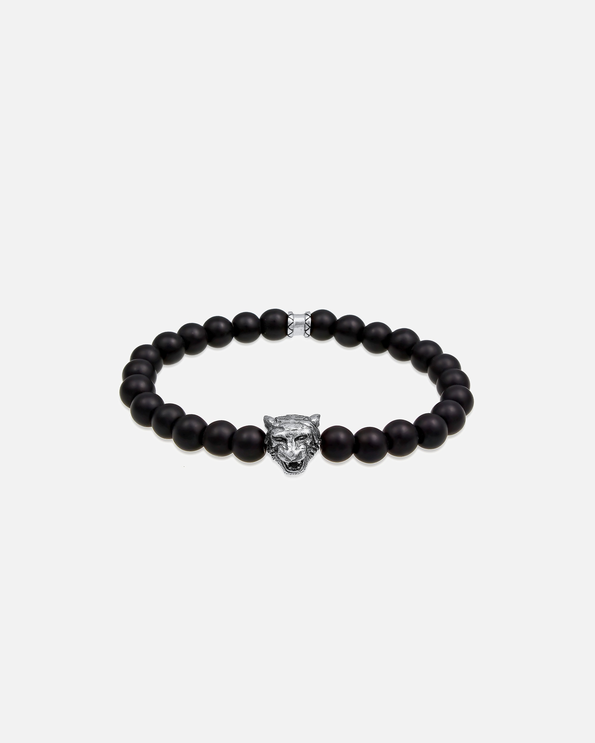Armband für Männlich KUZZOI Herren Tiger Kopf Onyx Edelsteine Black 925 Silber 1 Stück