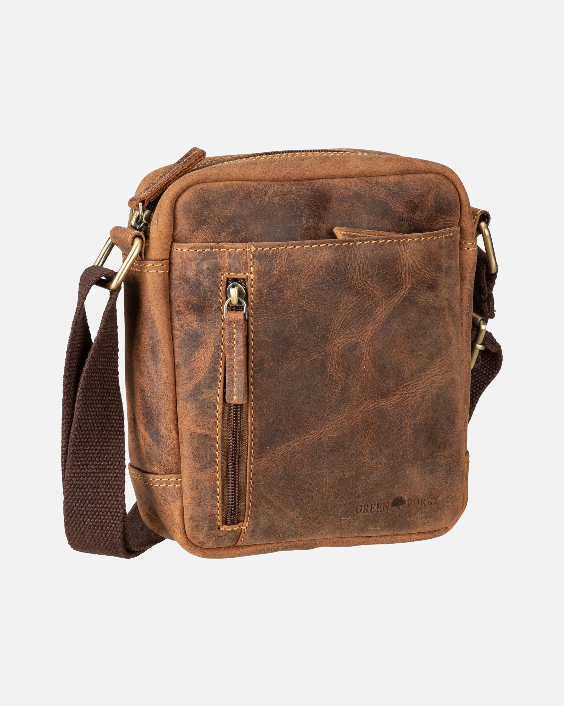 Umhängetasche für Männlich Greenburry Umhängetasche Vintage Sattelbraun