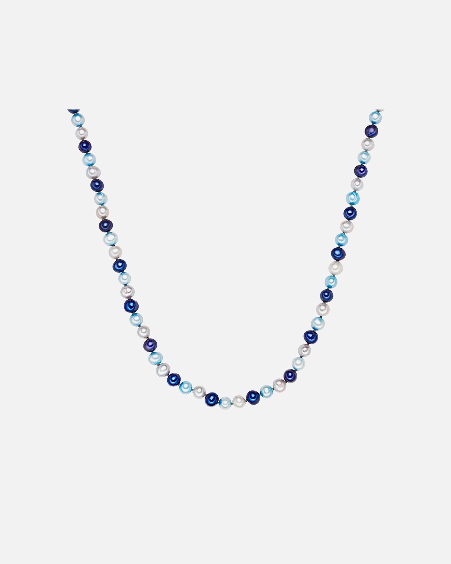 Halskette für Weiblich Valero Pearls Kette Süßwasser-Zuchtperlen dunkelblau hellblau grau 1 Stück