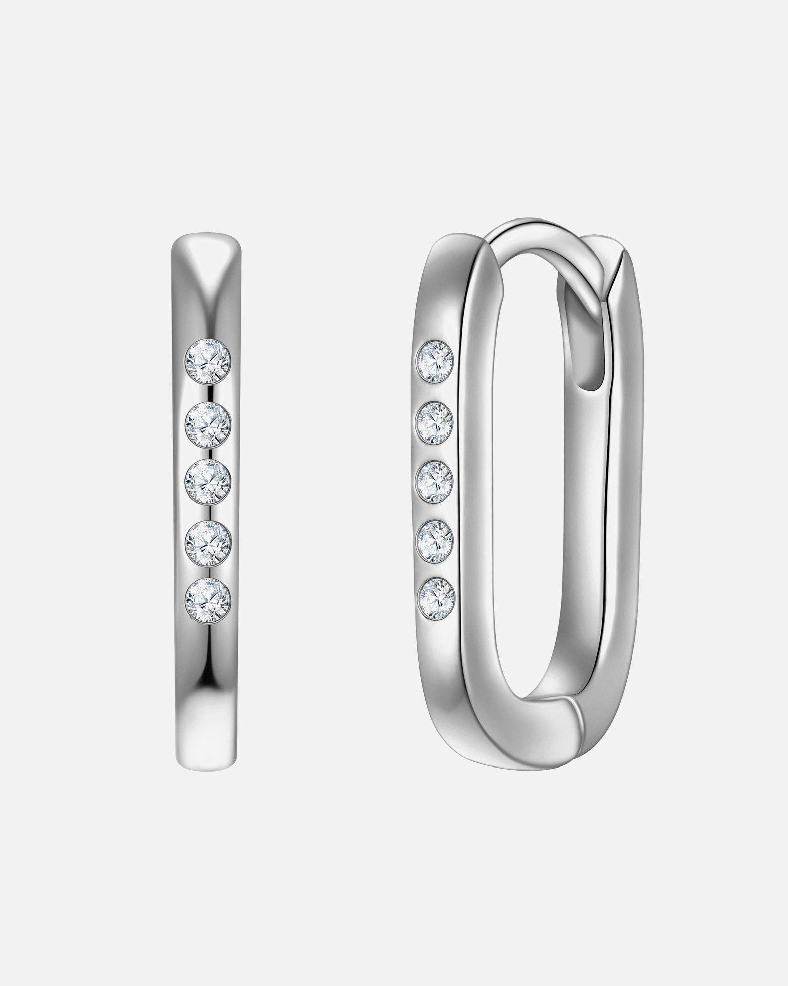 Creolen für Weiblich Yokoamii Creolen aus Messing in Silber mit Zirkonia 1 Stück