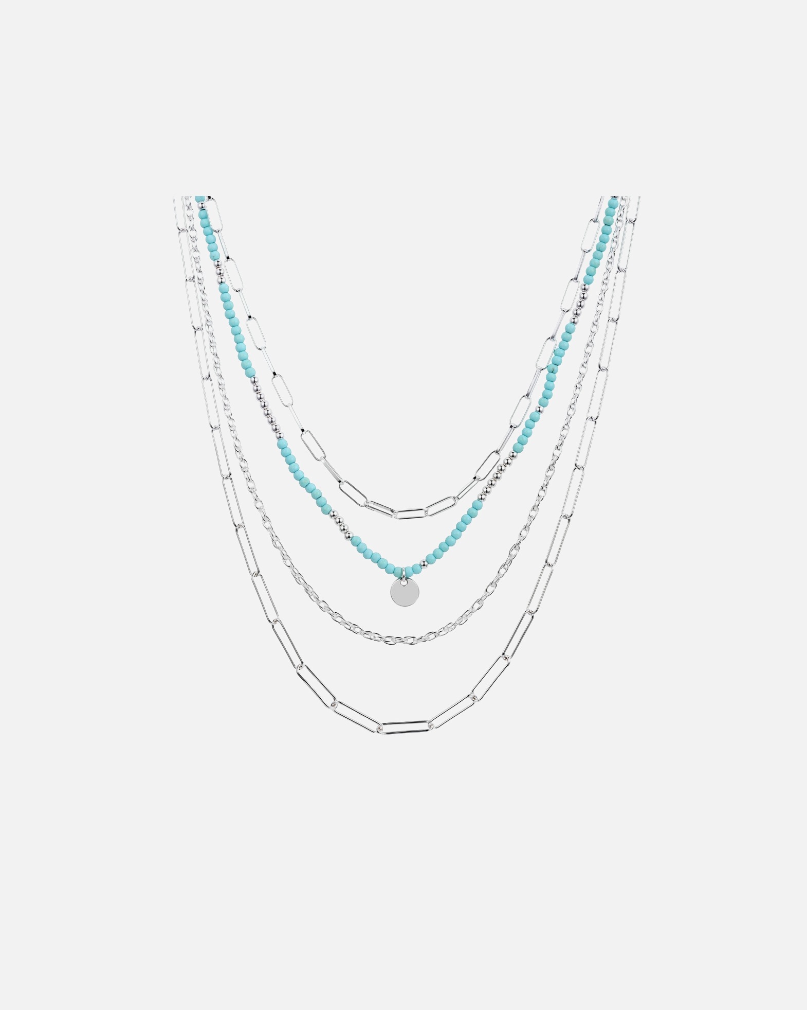 Halskette für Weiblich Halskette aus Metall-Legierung in silber mit Naturstein 43,0/46,0/53,0/60,0 cm Basiskette + 3,0