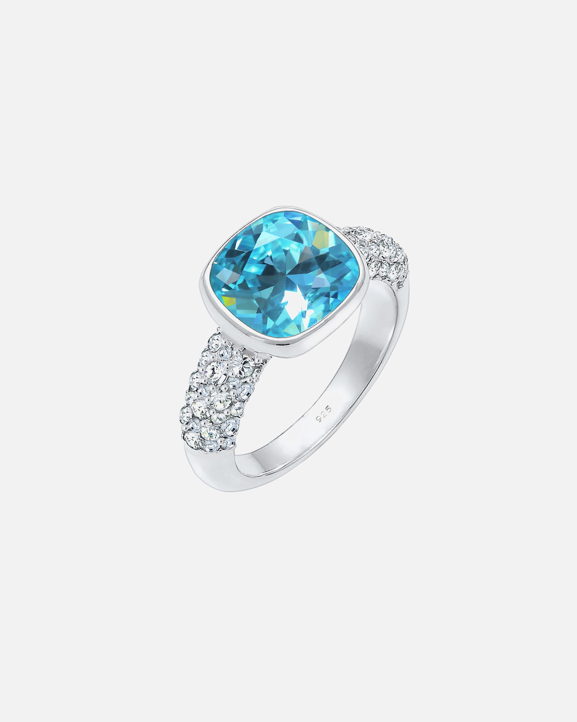 Ring für Weiblich Elli PREMIUM Aquamarin 925er Silber, mit Kristallen von Swarovski® 56