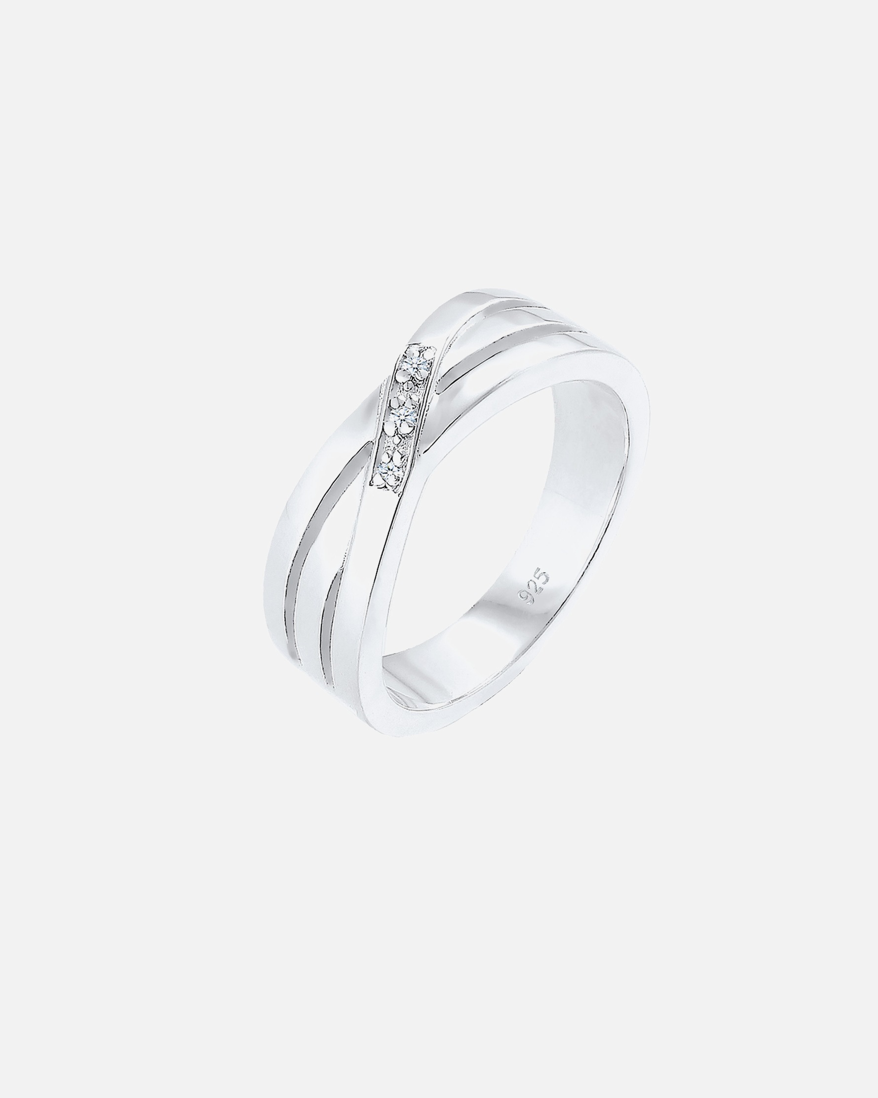 Ring für Weiblich Elli DIAMONDS Cross Over Verlobung Diamant 0.015 ct. 925 Silber 54