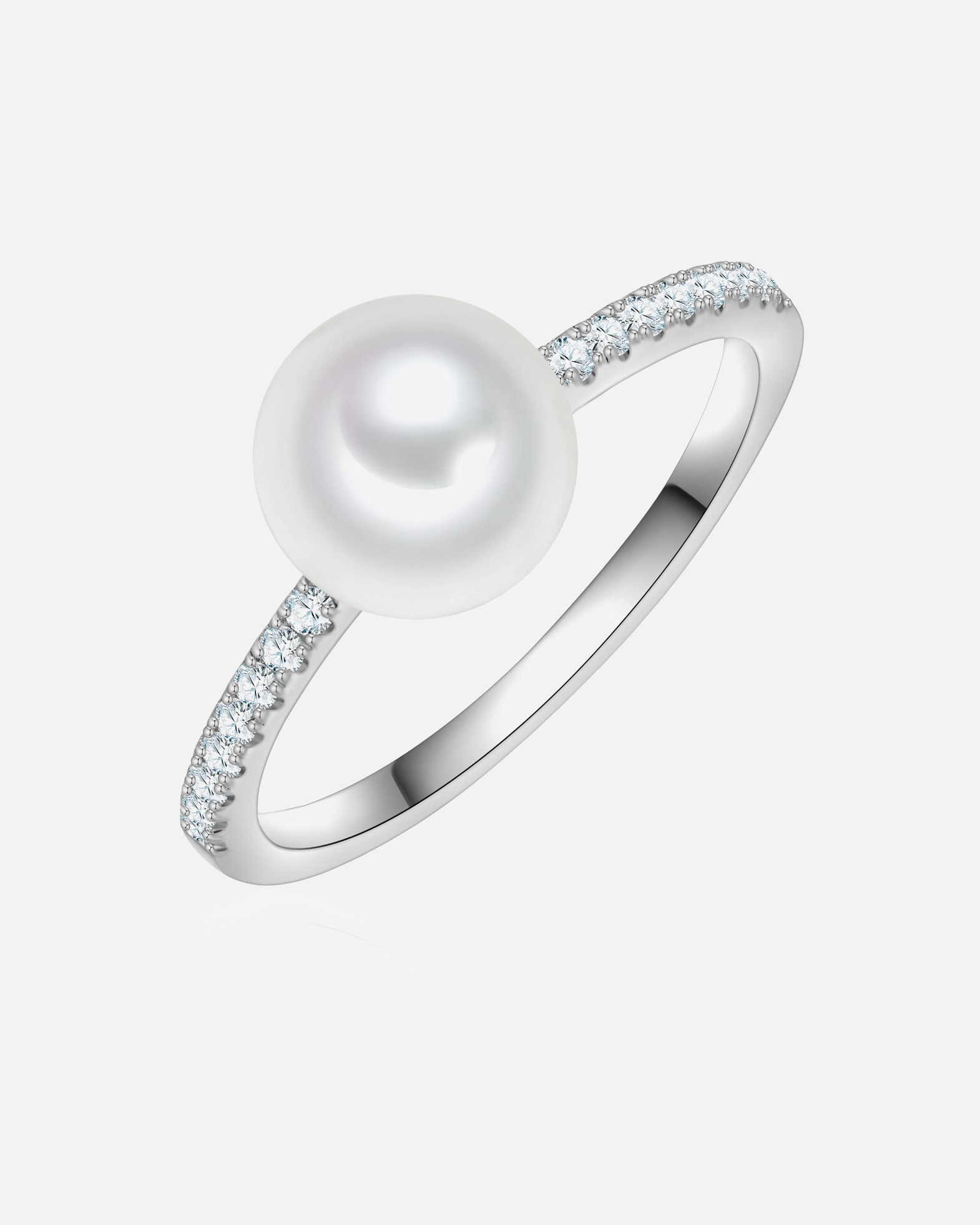 Ring für Weiblich Rafaela Donata Ring aus Sterling Silber in silber mit Zirkonia Muschelkernperle 60