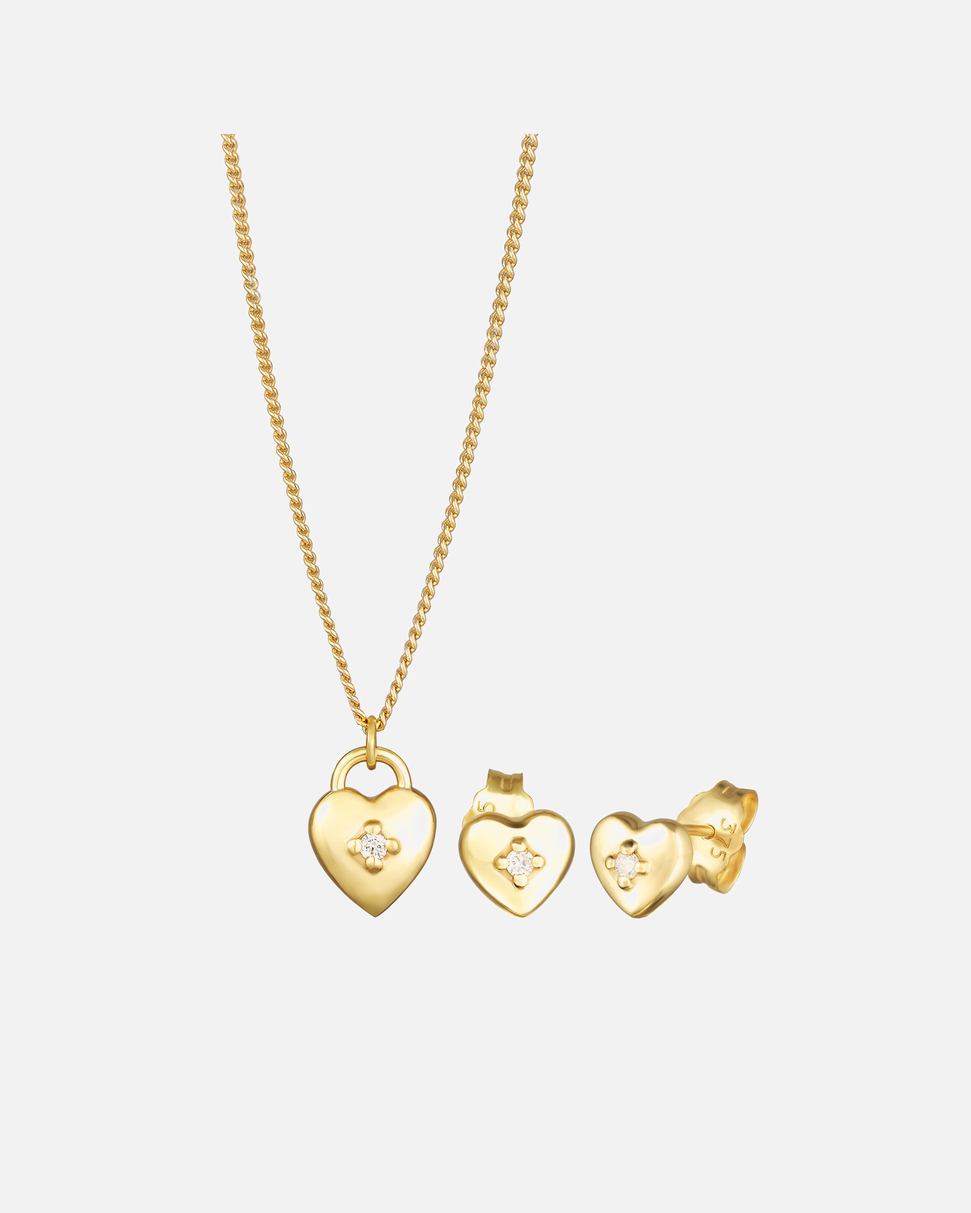 Schmuckset für Weiblich Elli DIAMONDS Herz Liebe Solitär Diamant (0.015 ct.) 375 Gelbgold 1 Stück