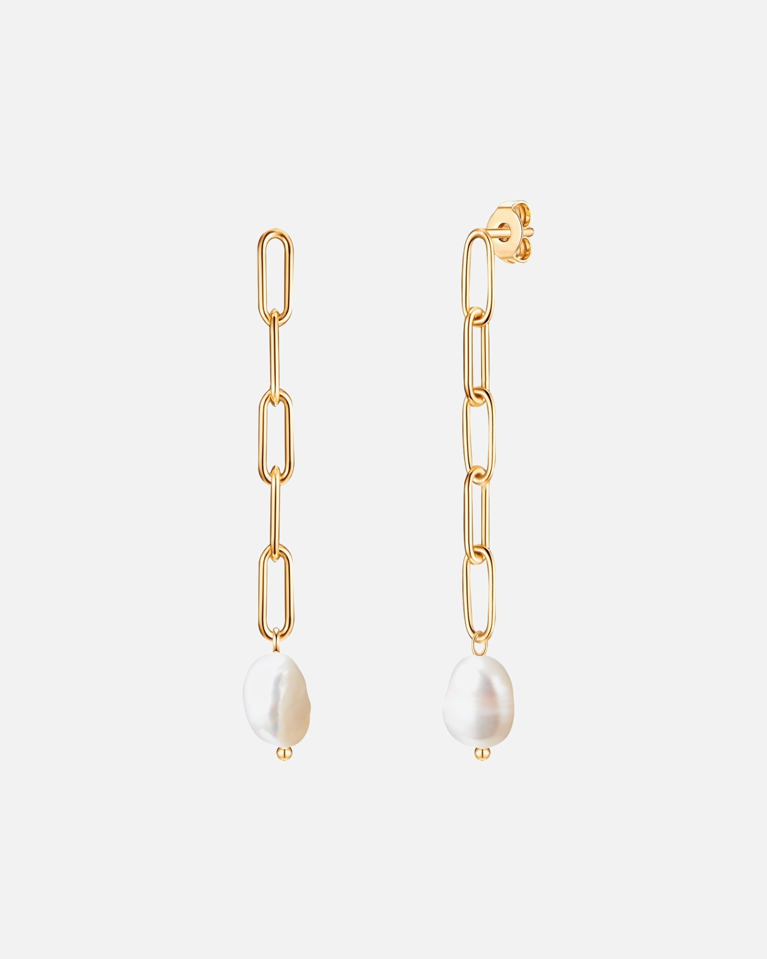 Ohrringe für Weiblich Valero Pearls Ohrhänger Edelstahl Süßwasser-Zuchtperle in Gelbgold 1 Stück